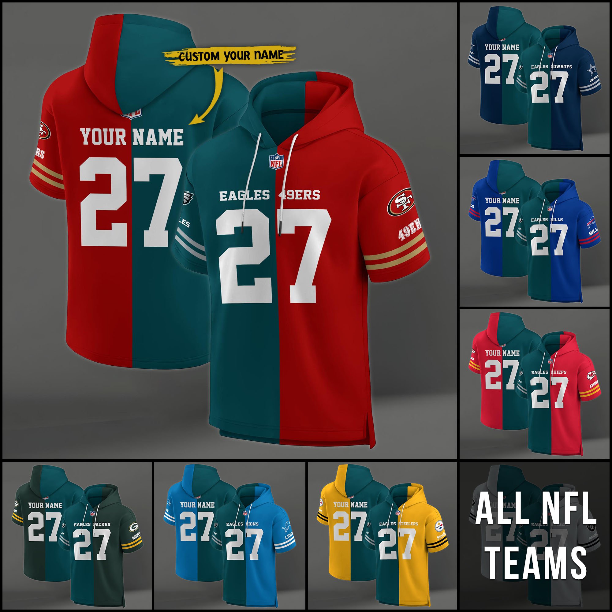 Philadelphia Eagles House Divided Hoodie Custom Name, Number And Team, Hoodie For Football Fans EHIVM-04141795