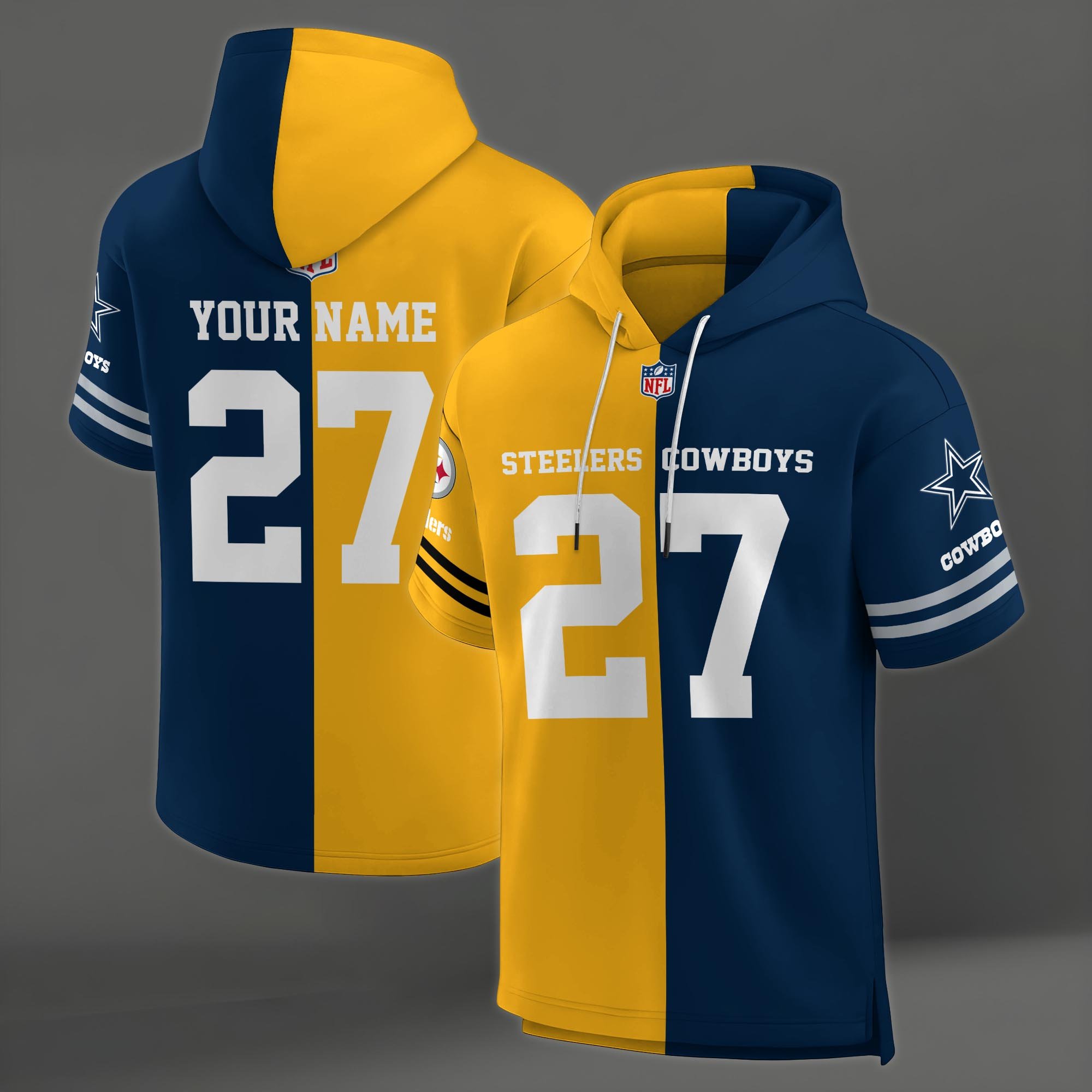 Alternative view of Pittsburgh Steelers House Divided Hoodie Custom Name, Number And Team, Hoodie For Football Fans EHIVM-04141795