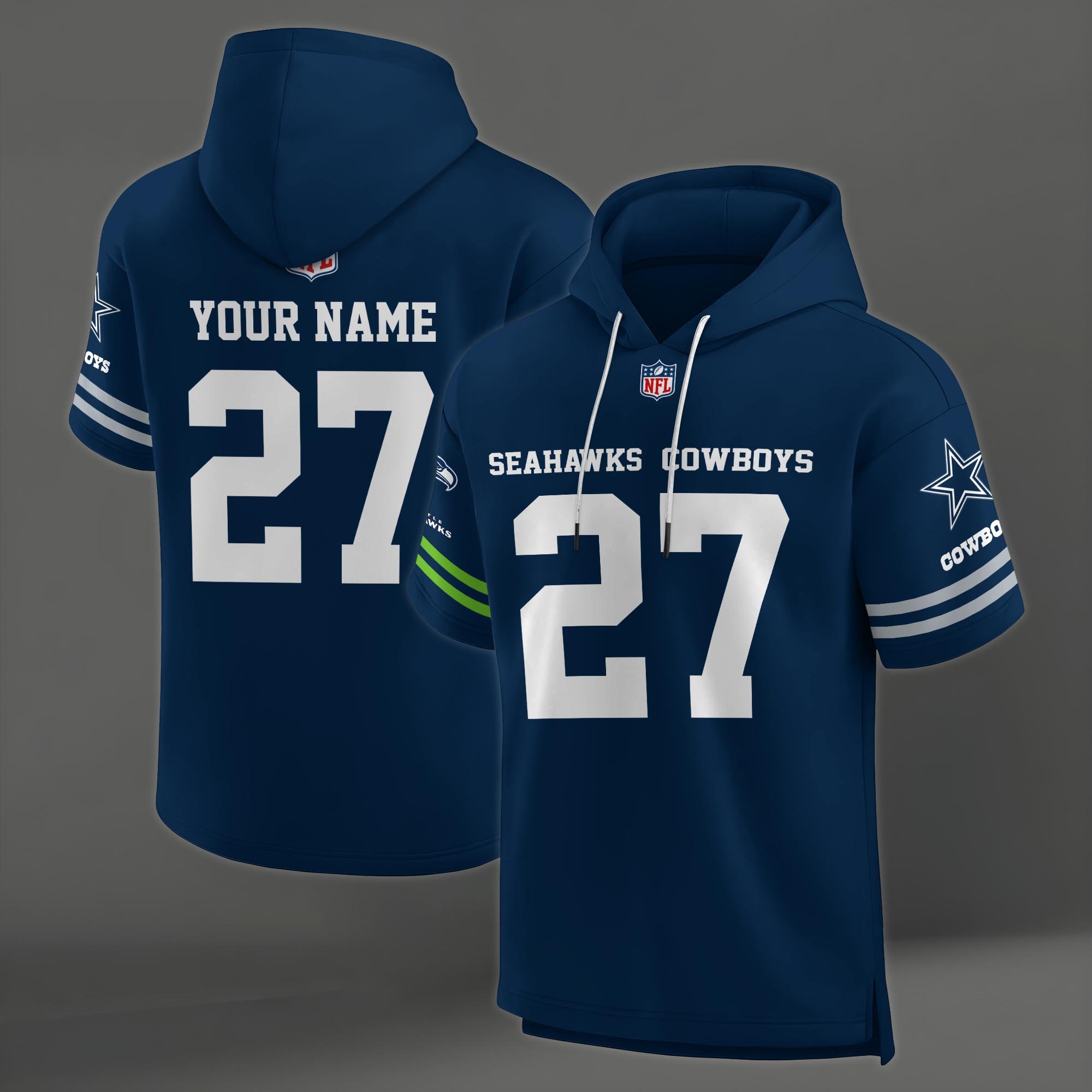 Alternative view of Seattle Seahawks House Divided Hoodie Custom Name, Number And Team, Hoodie For Football Fans EHIVM-04141795