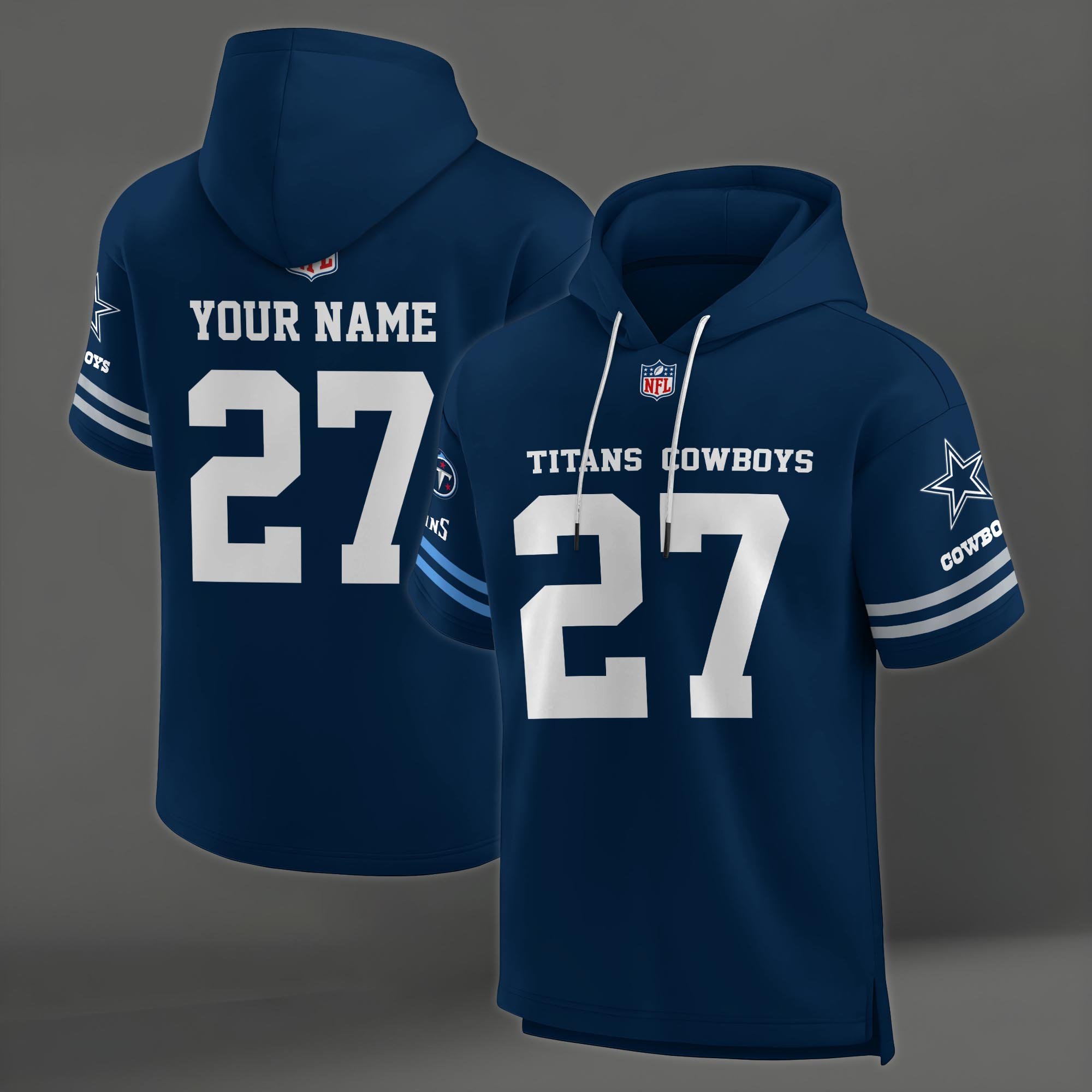 Alternative view of Tennessee Titans House Divided Hoodie Custom Name, Number And Team, Hoodie For Football Fans EHIVM-04141795