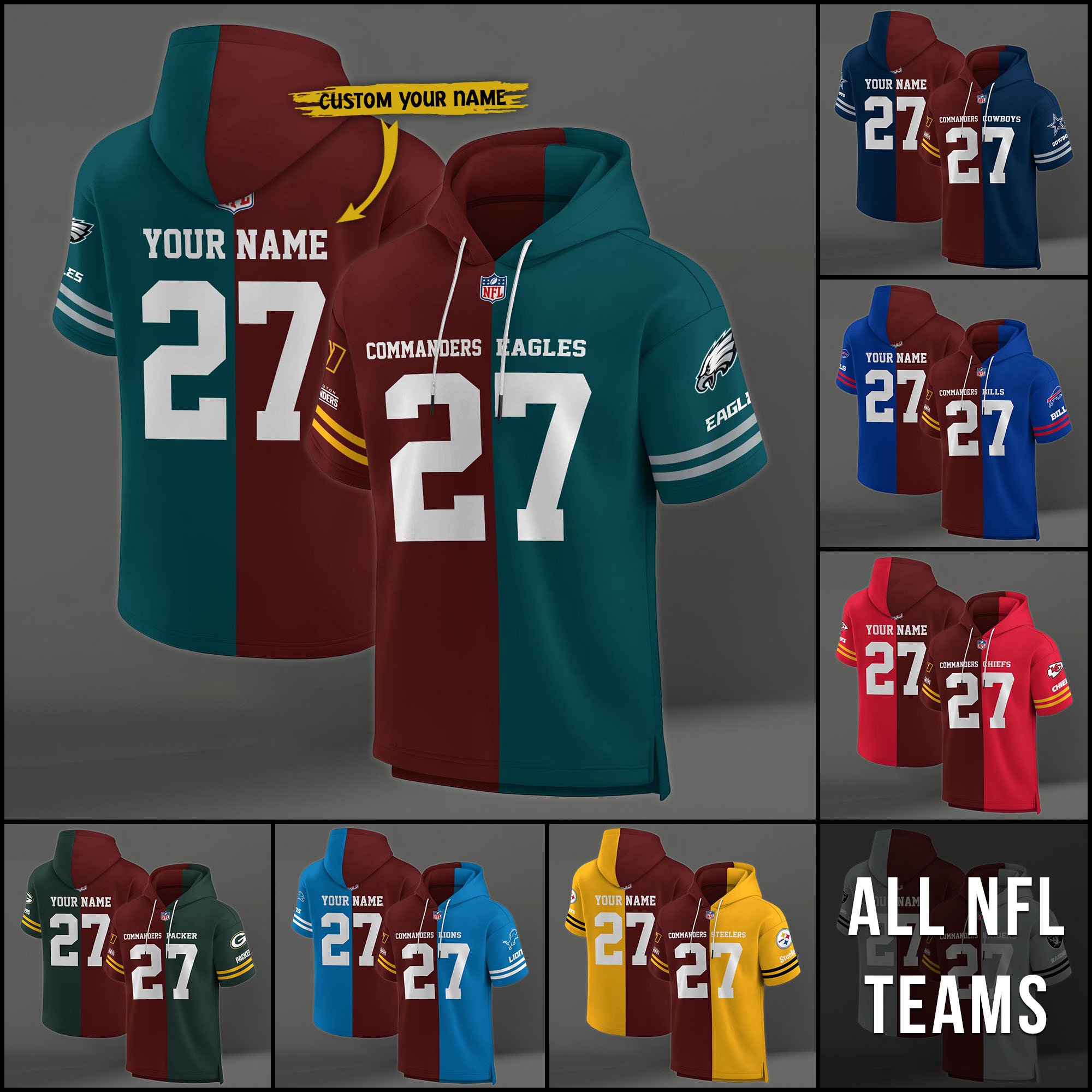 Washington Commanders House Divided Hoodie Custom Name, Number And Team, Hoodie For Football Fans EHIVM-04141795