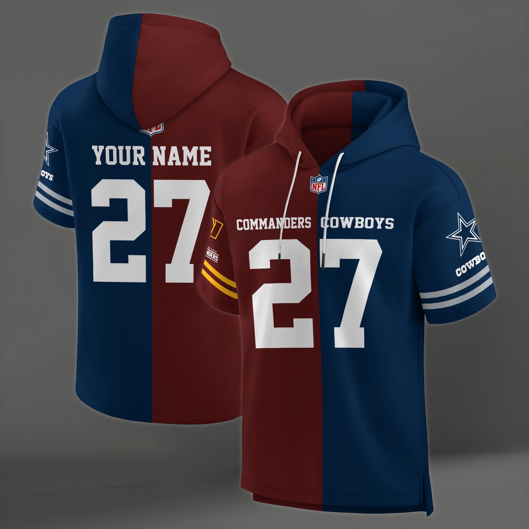 Alternative view of Washington Commanders House Divided Hoodie Custom Name, Number And Team, Hoodie For Football Fans EHIVM-04141795