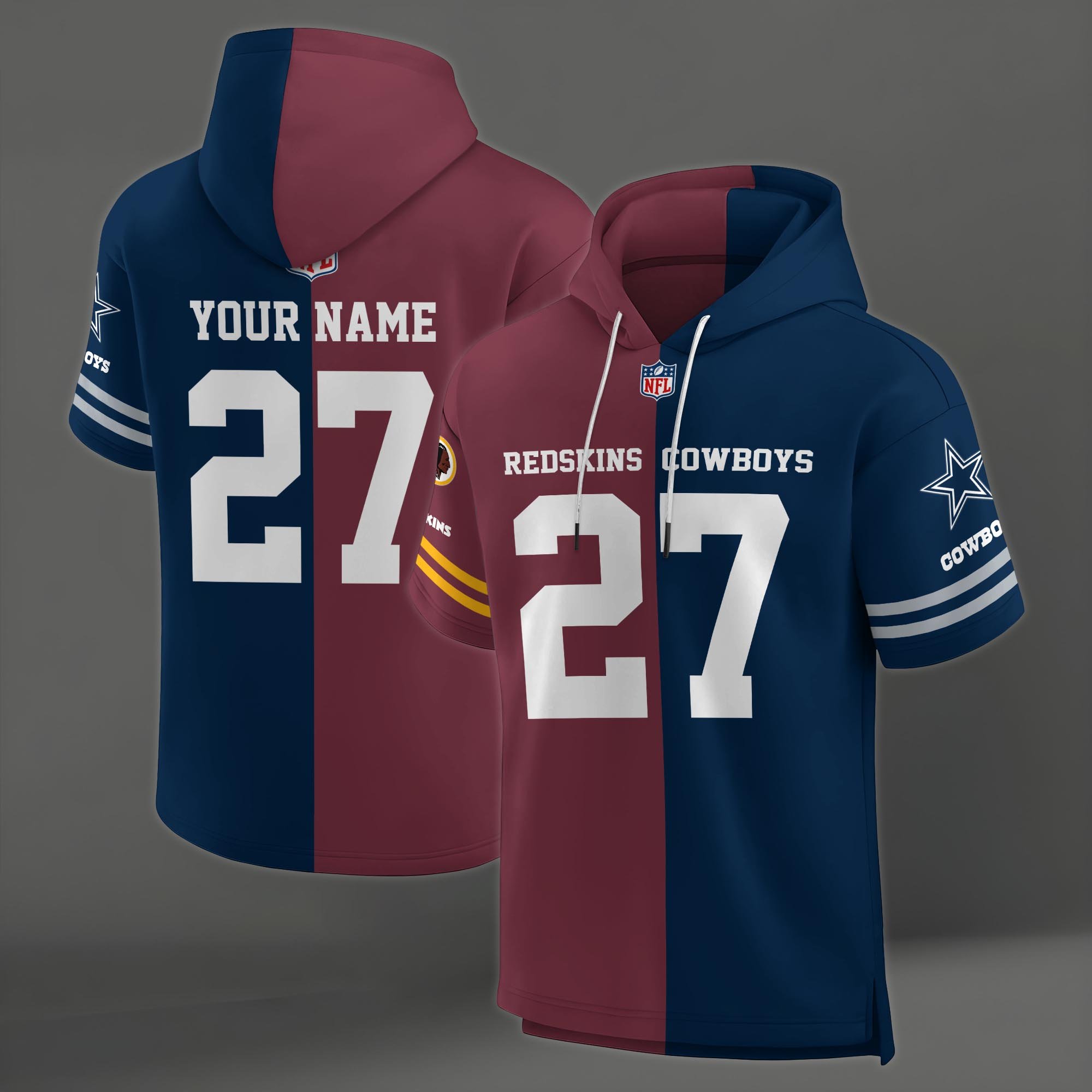 Alternative view of Washington Redskins House Divided Hoodie Custom Name, Number And Team, Hoodie For Football Fans EHIVM-04141795