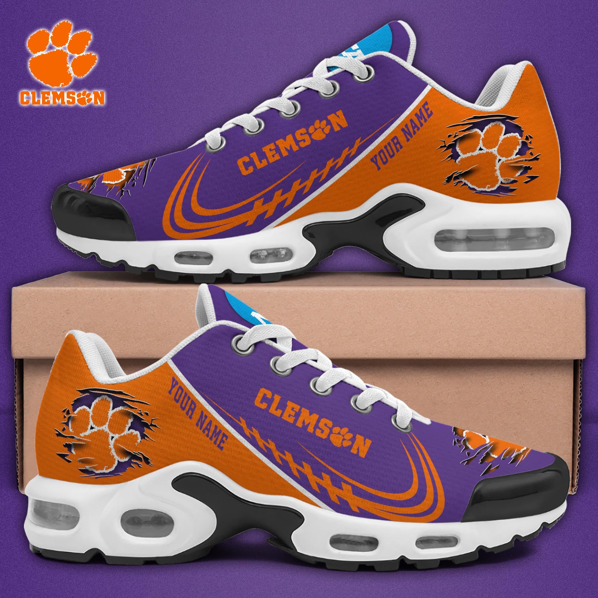Clemson Tigers TN Shoes 2025 Version Custom Name, Sport Shoes For Fan, Fan Gifts EHIVM-04141805