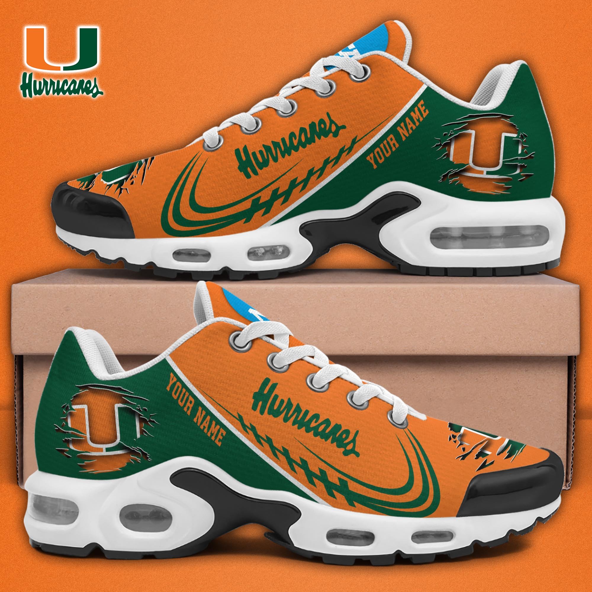 Miami Hurricanes TN Shoes 2025 Version Custom Name, Sport Shoes For Fan, Fan Gifts EHIVM-04141805