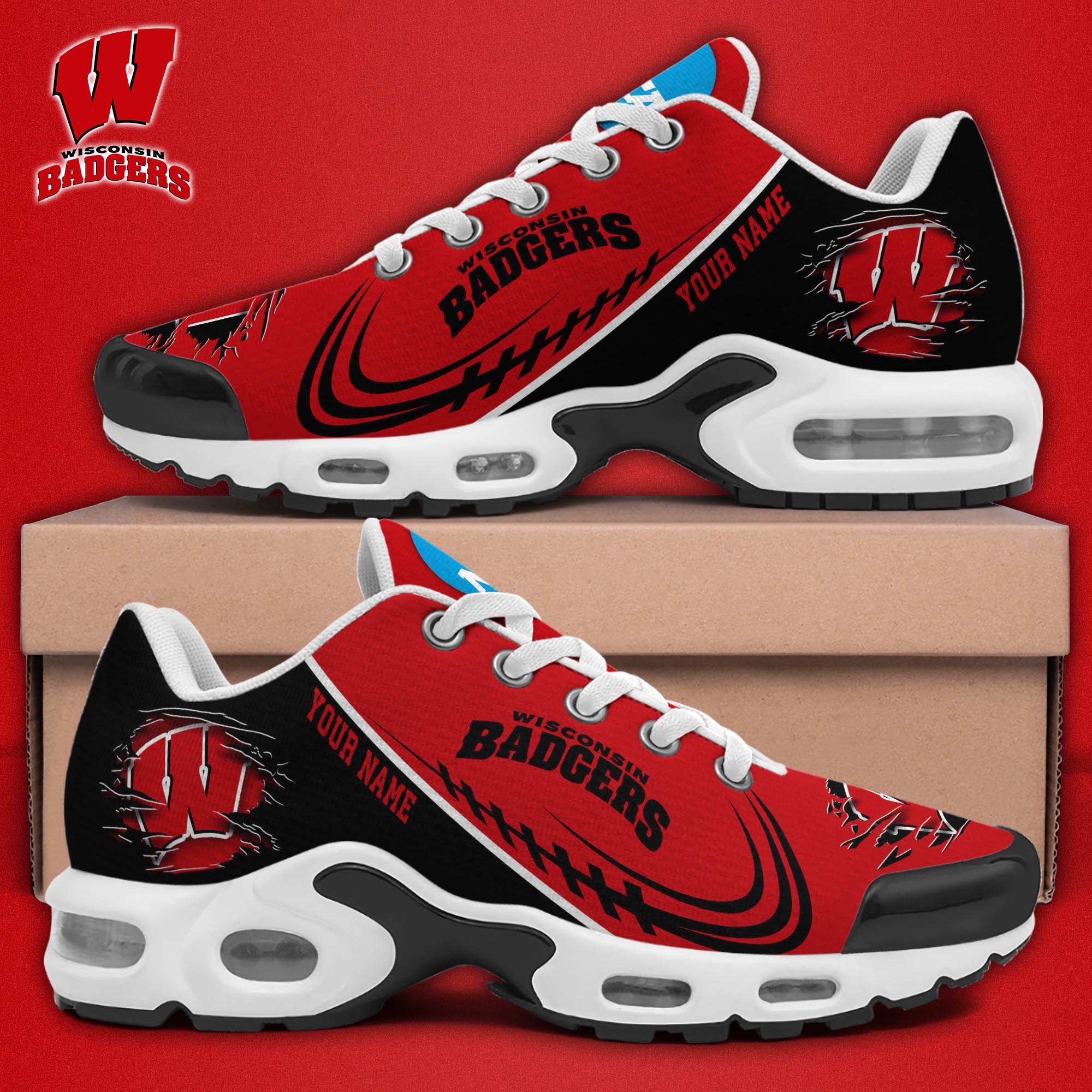Wisconsin Badgers TN Shoes 2025 Version Custom Name, Sport Shoes For Fan, Fan Gifts EHIVM-04141805