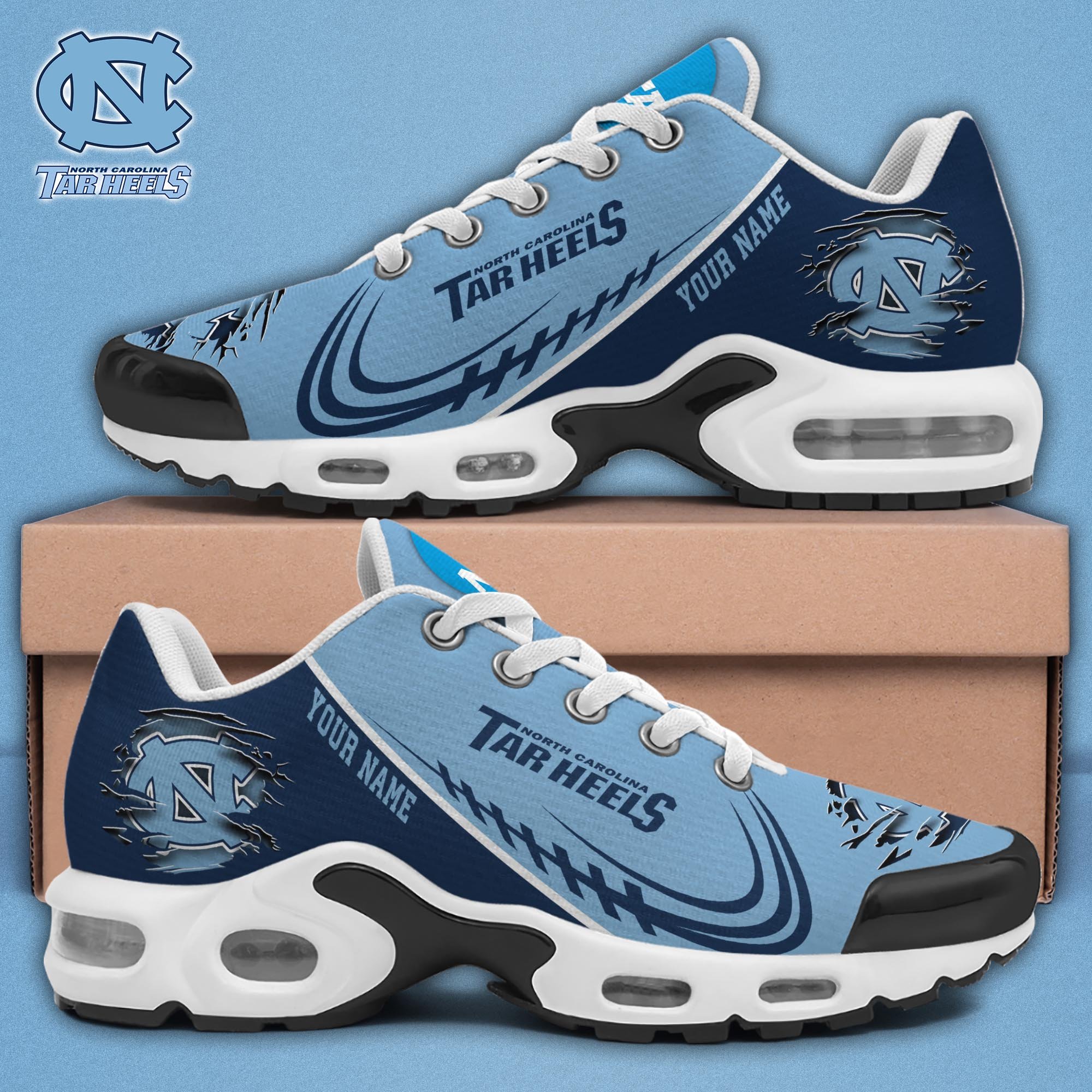 North Carolina Tar Heels TN Shoes 2025 Version Custom Name, Sport Shoes For Fan, Fan Gifts EHIVM-04141805