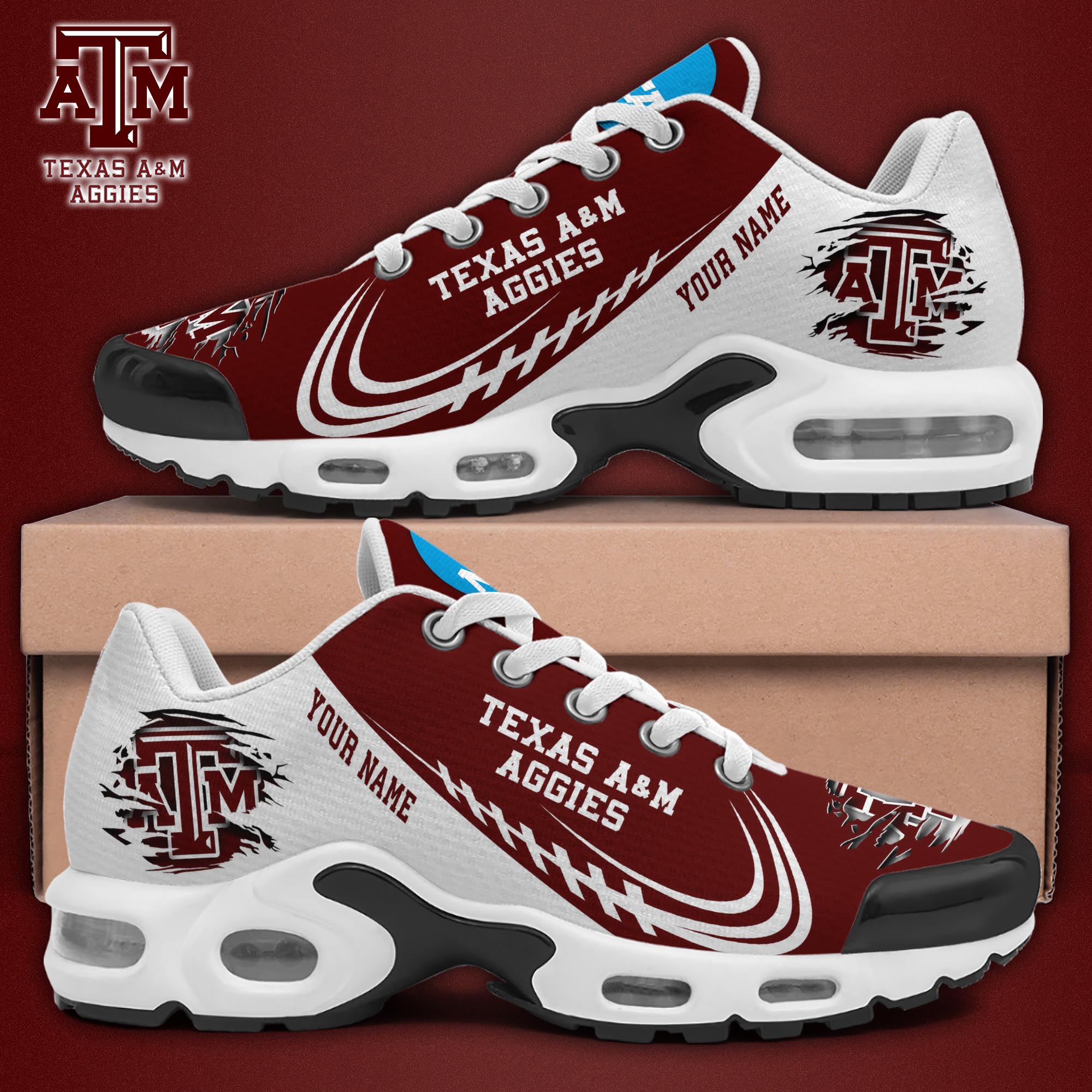Texas A&M Aggies TN Shoes 2025 Version Custom Name, Sport Shoes For Fan, Fan Gifts EHIVM-04141805