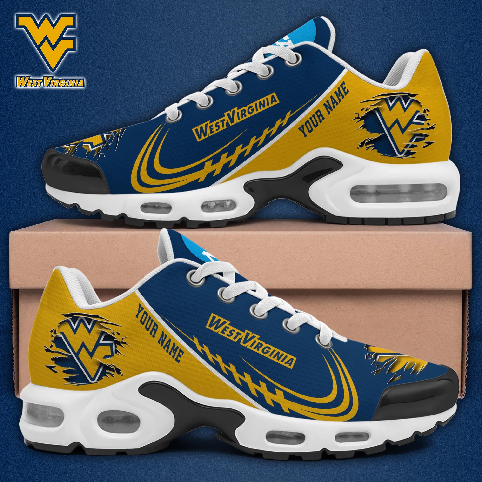 West Virginia Mountaineers TN Shoes 2025 Version Custom Name, Sport Shoes For Fan, Fan Gifts EHIVM-04141805