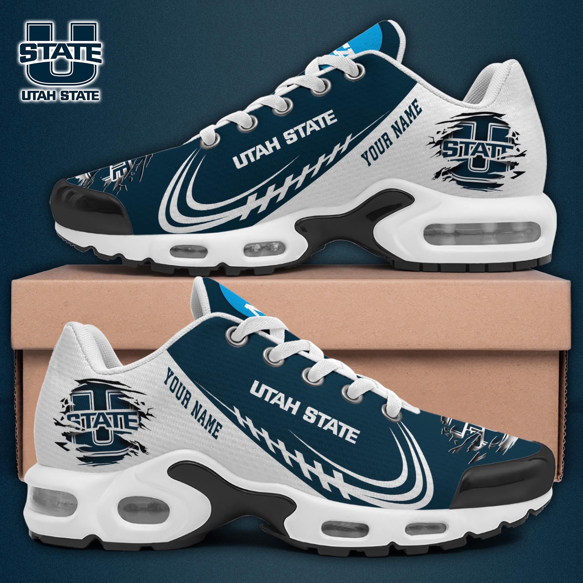 Utah State Aggies TN Shoes 2025 Version Custom Name, Sport Shoes For Fan, Fan Gifts EHIVM-04141805