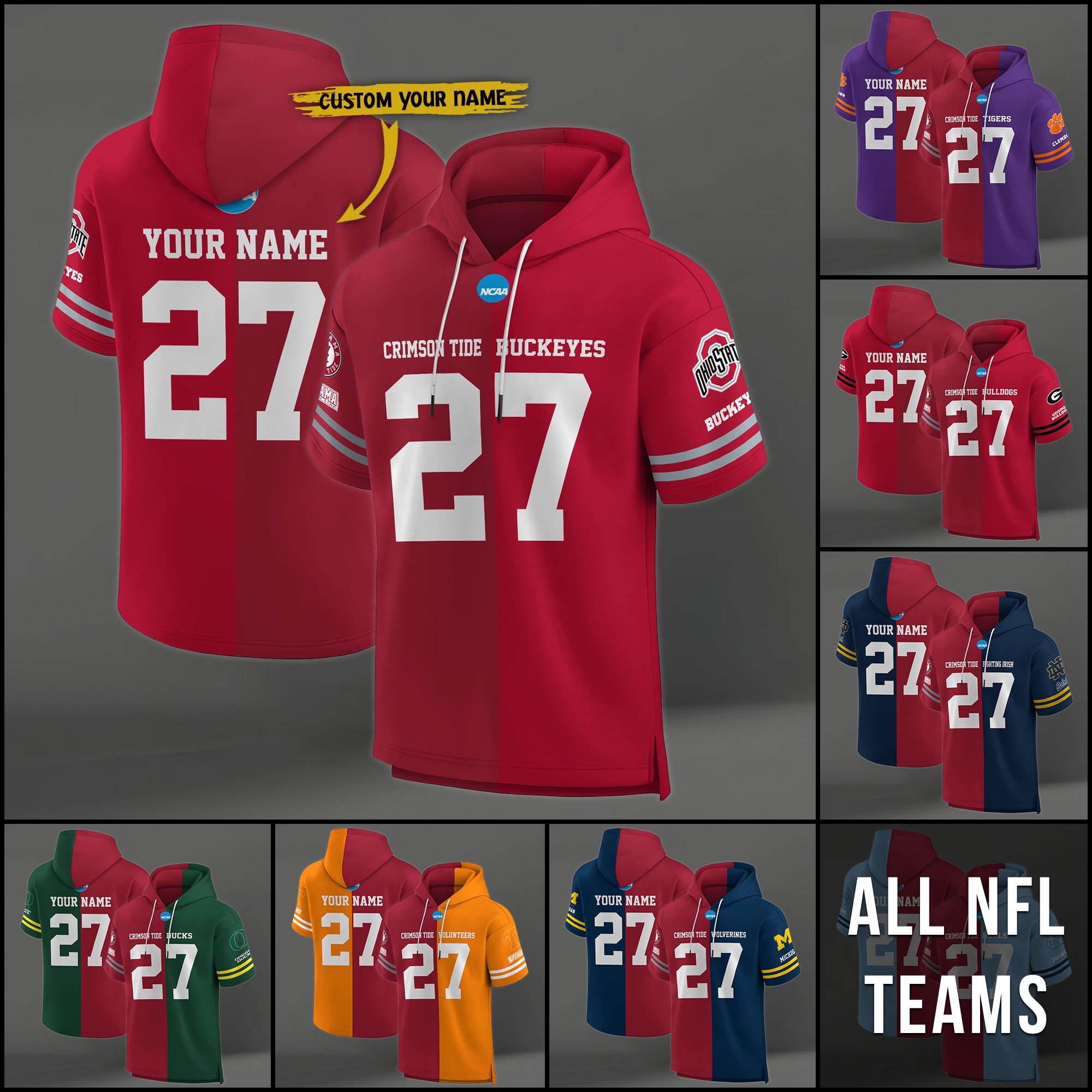 Alabama Crimson Tide House Divided Hoodie Custom Name, Number And Team, Hoodie For Football Fans EHIVM-04151852