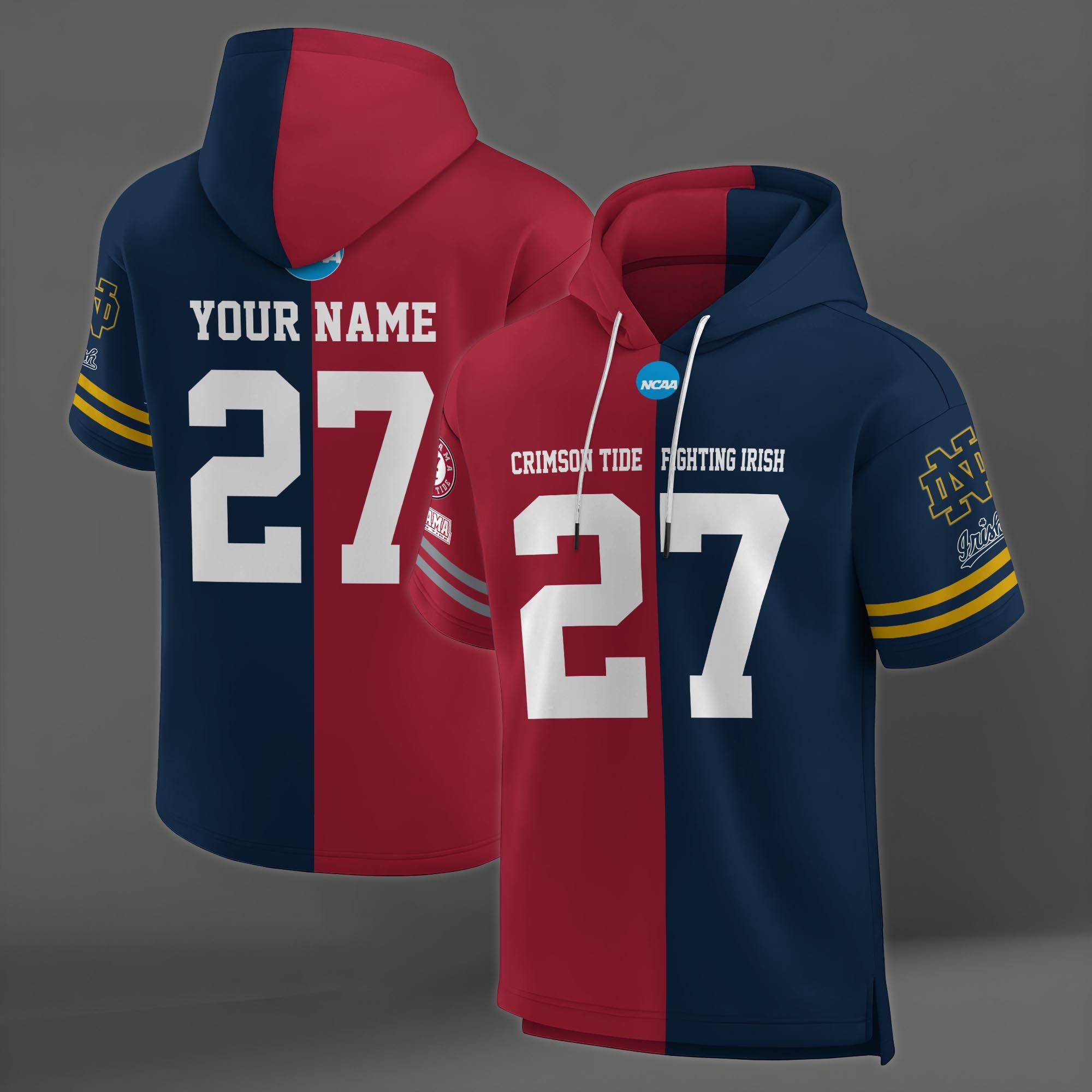 Alternative view of Alabama Crimson Tide House Divided Hoodie Custom Name, Number And Team, Hoodie For Football Fans EHIVM-04151852