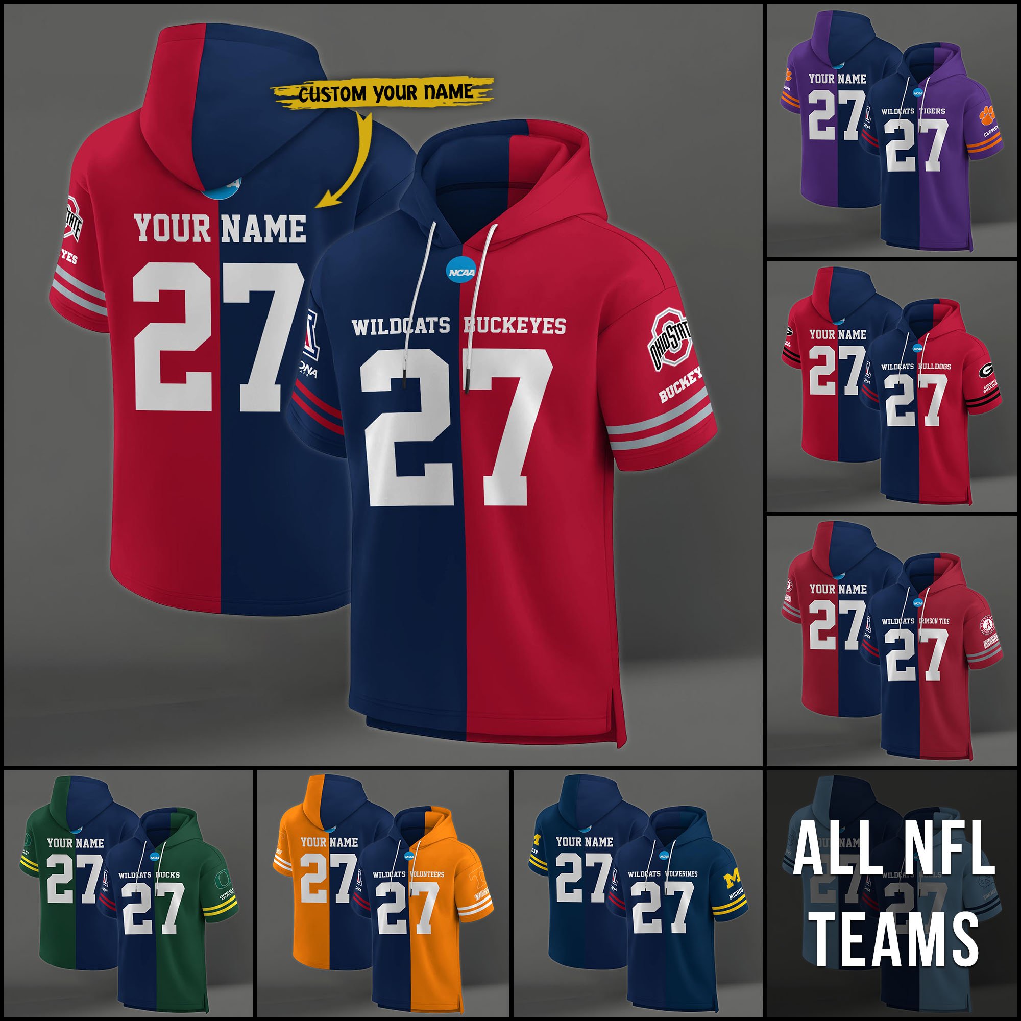 Arizona Wildcats House Divided Hoodie Custom Name, Number And Team, Hoodie For Football Fans EHIVM-04151852