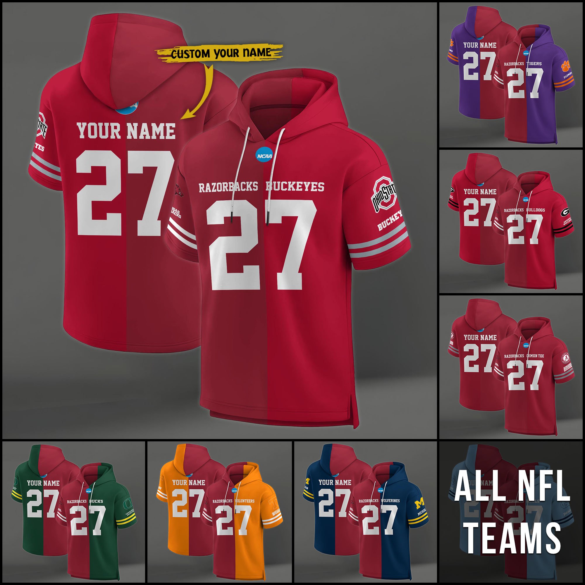 Arkansas Razorbacks House Divided Hoodie Custom Name, Number And Team, Hoodie For Football Fans EHIVM-04151852