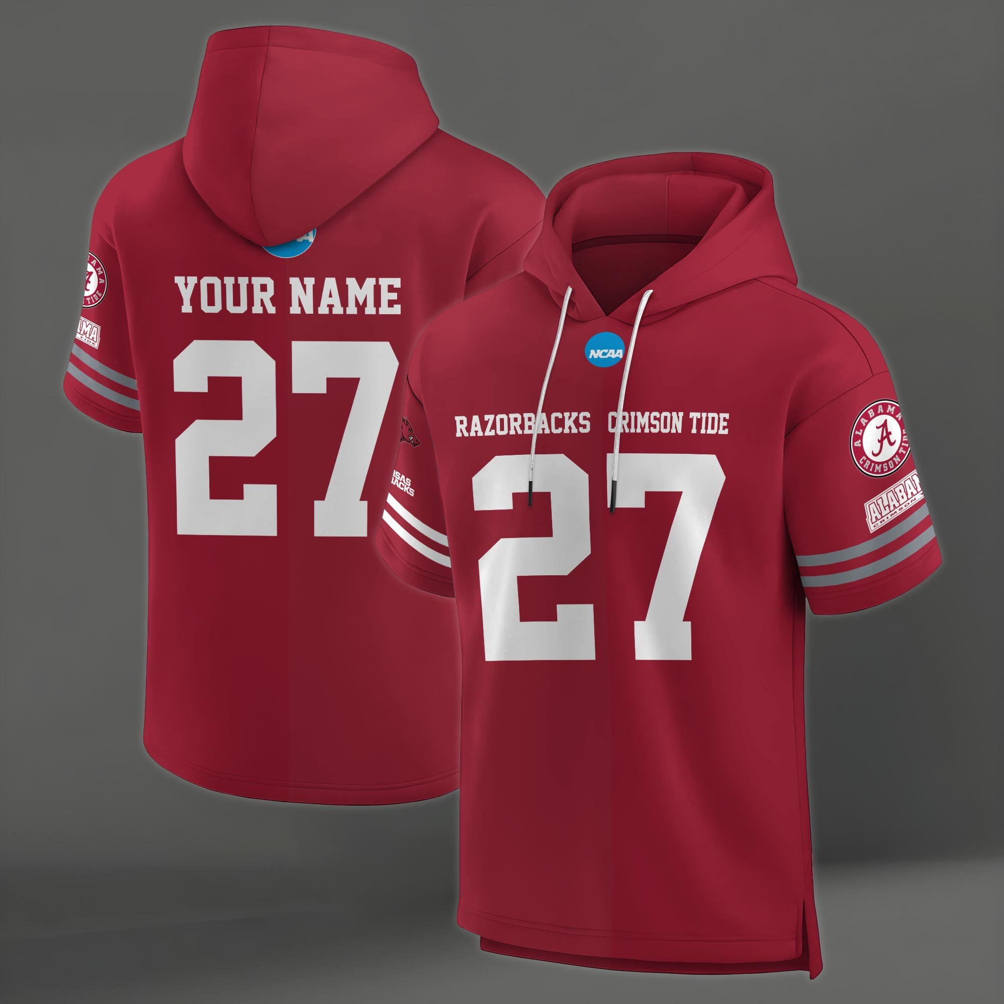 Alternative view of Arkansas Razorbacks House Divided Hoodie Custom Name, Number And Team, Hoodie For Football Fans EHIVM-04151852