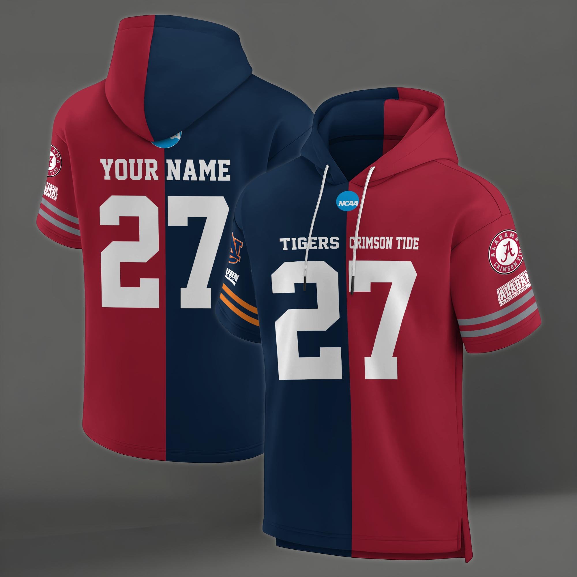 Alternative view of Auburn Tigers House Divided Hoodie Custom Name, Number And Team, Hoodie For Football Fans EHIVM-04151852