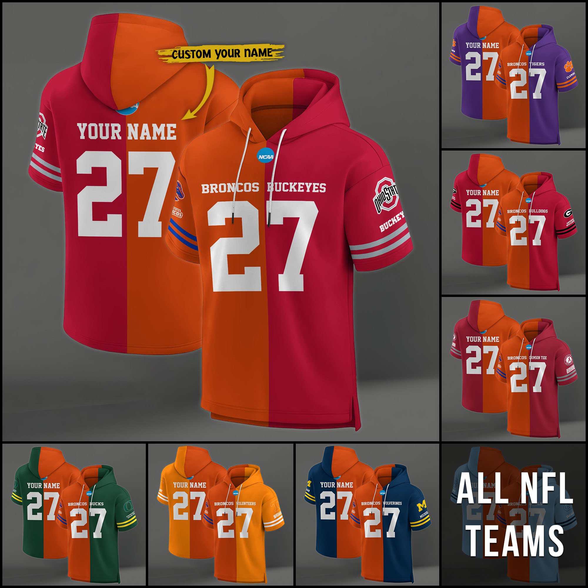 Boise State Broncos House Divided Hoodie Custom Name, Number And Team, Hoodie For Football Fans EHIVM-04151852
