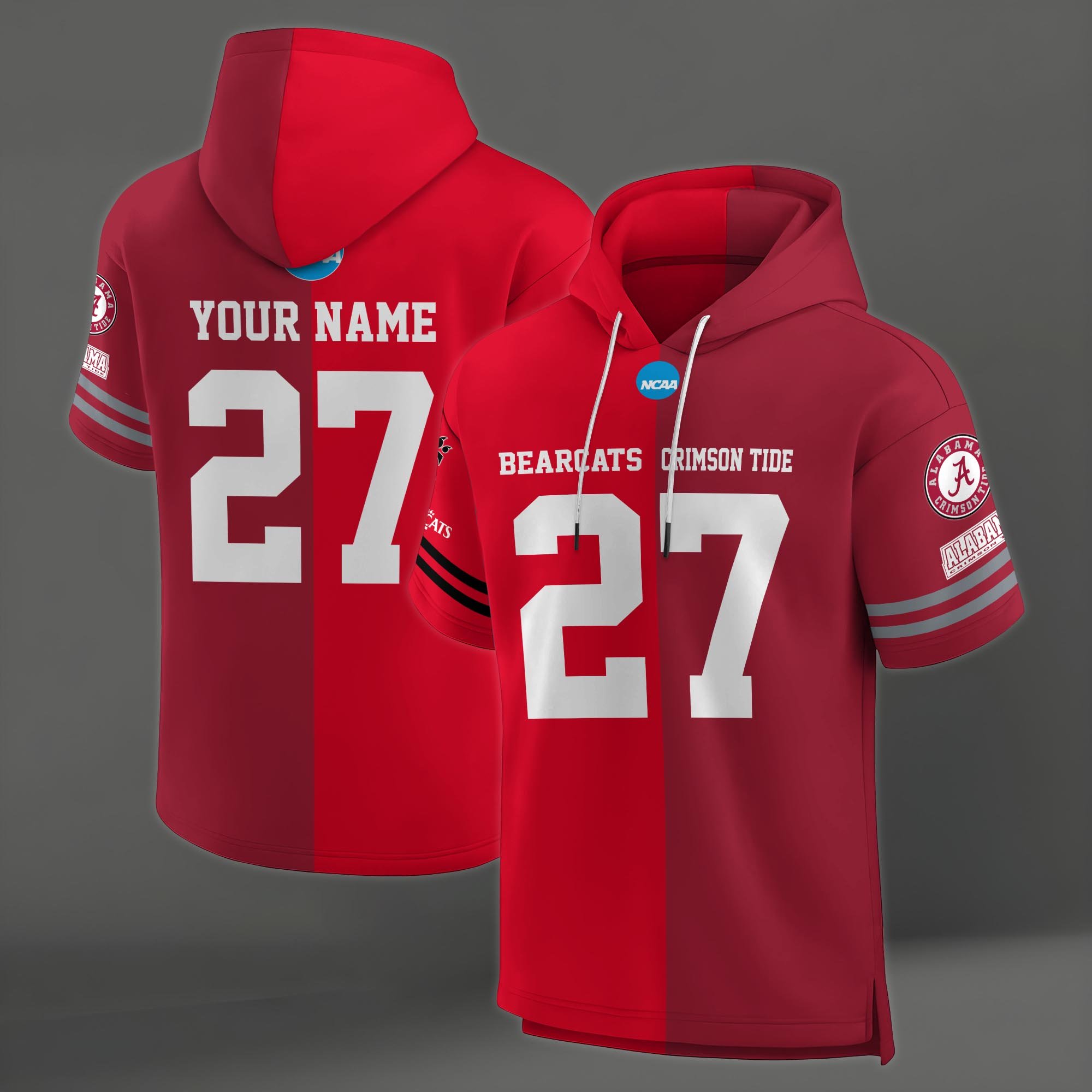 Alternative view of Cincinnati Bearcats House Divided Hoodie Custom Name, Number And Team, Hoodie For Football Fans EHIVM-04151852