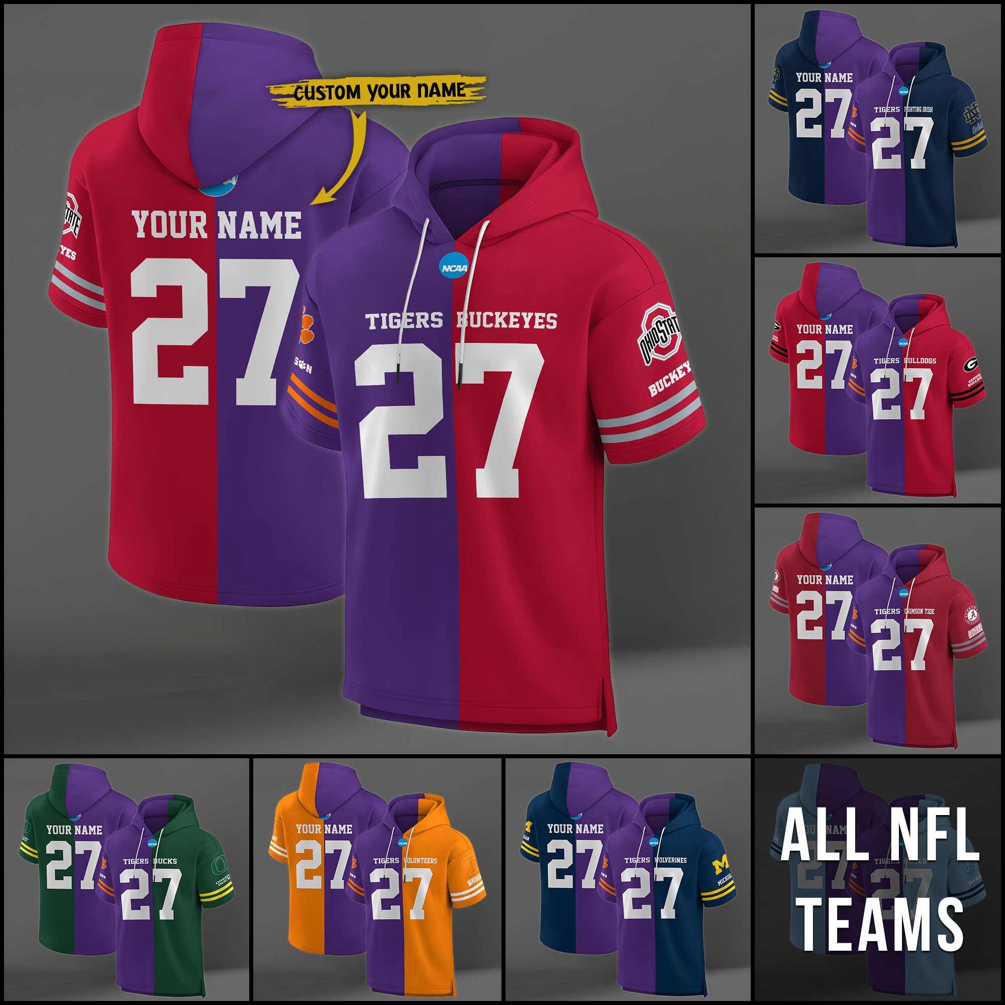 Clemson Tigers House Divided Hoodie Custom Name, Number And Team, Hoodie For Football Fans EHIVM-04151852