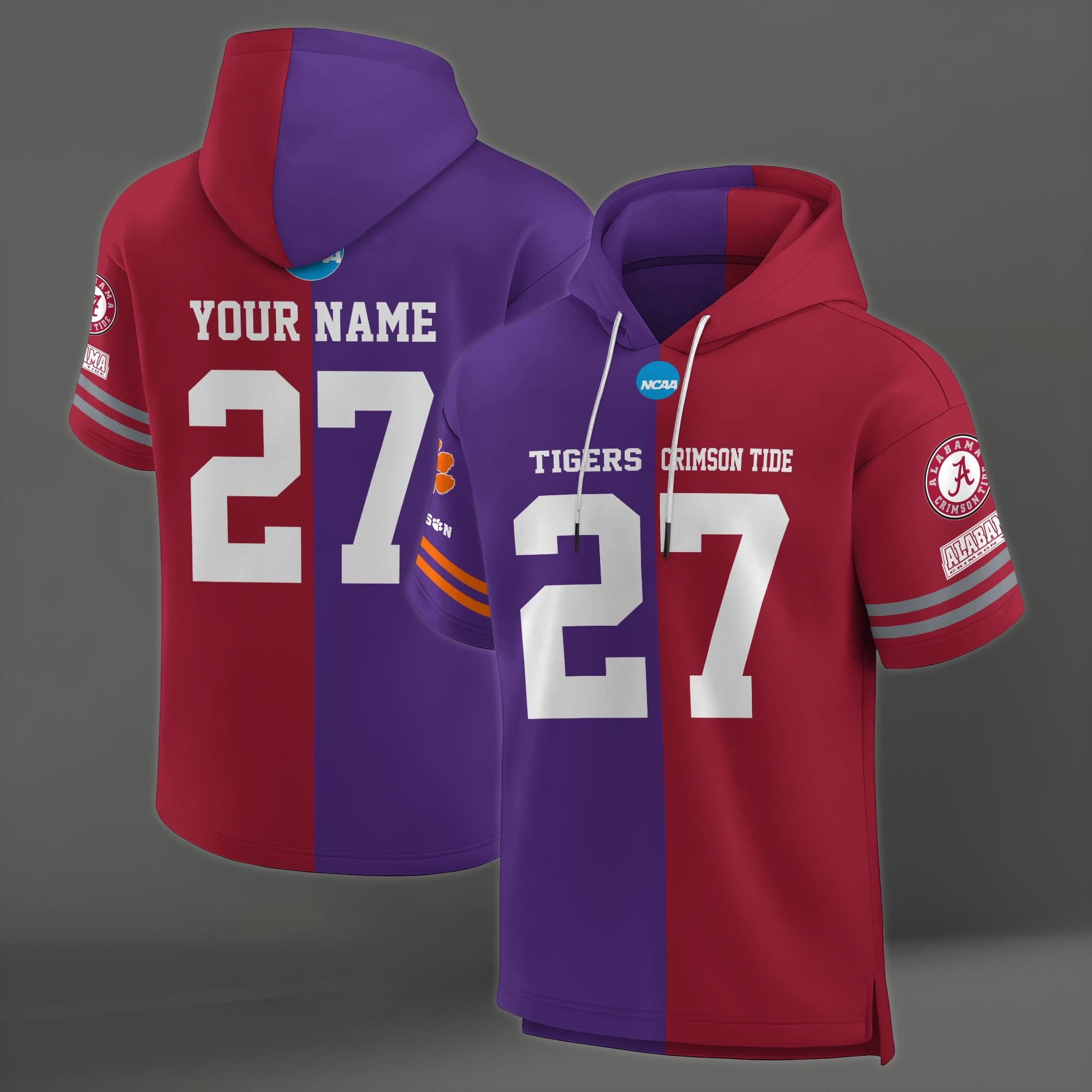 Alternative view of Clemson Tigers House Divided Hoodie Custom Name, Number And Team, Hoodie For Football Fans EHIVM-04151852