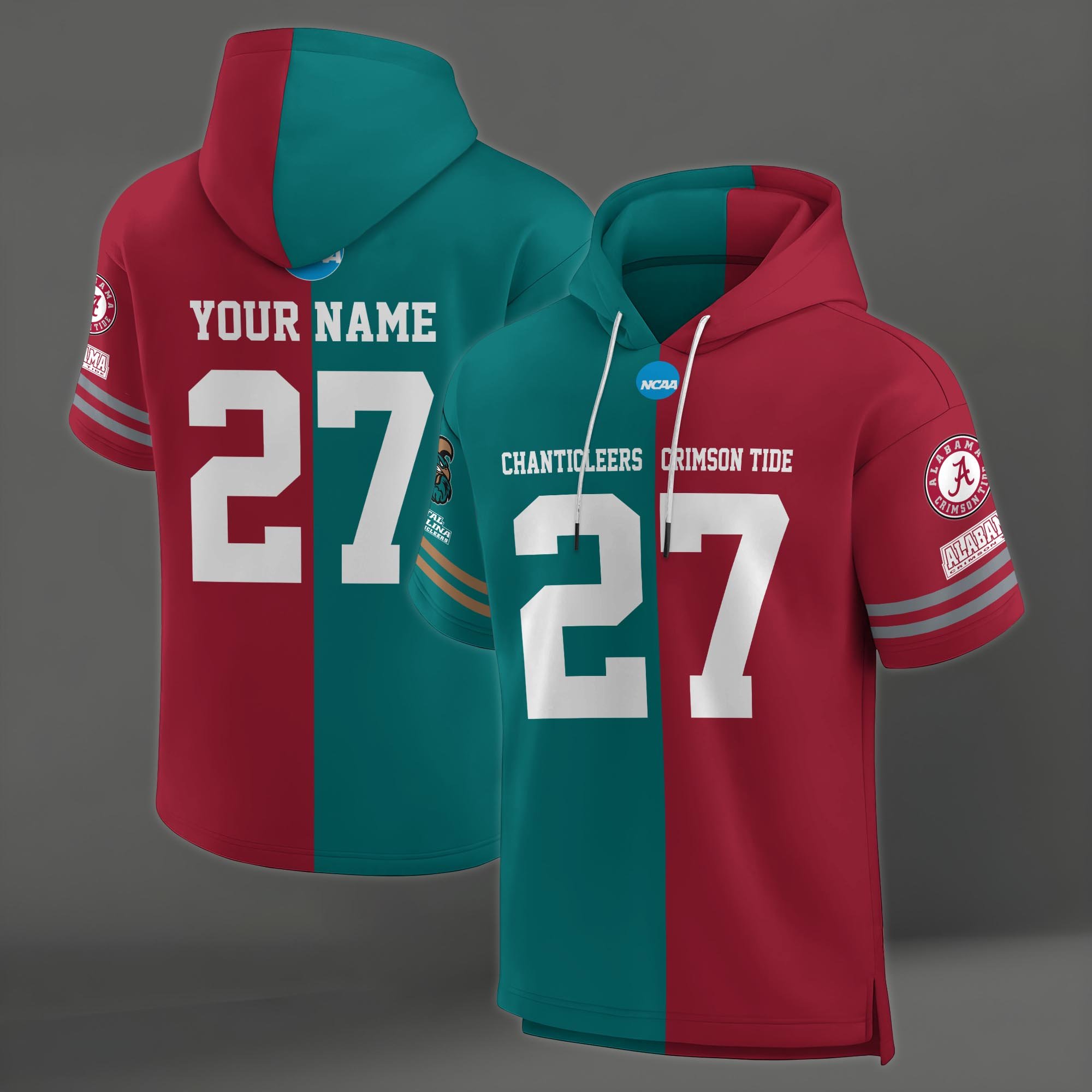 Alternative view of Coastal Carolina Chanticleers House Divided Hoodie Custom Name, Number And Team, Hoodie For Football Fans EHIVM-04151852