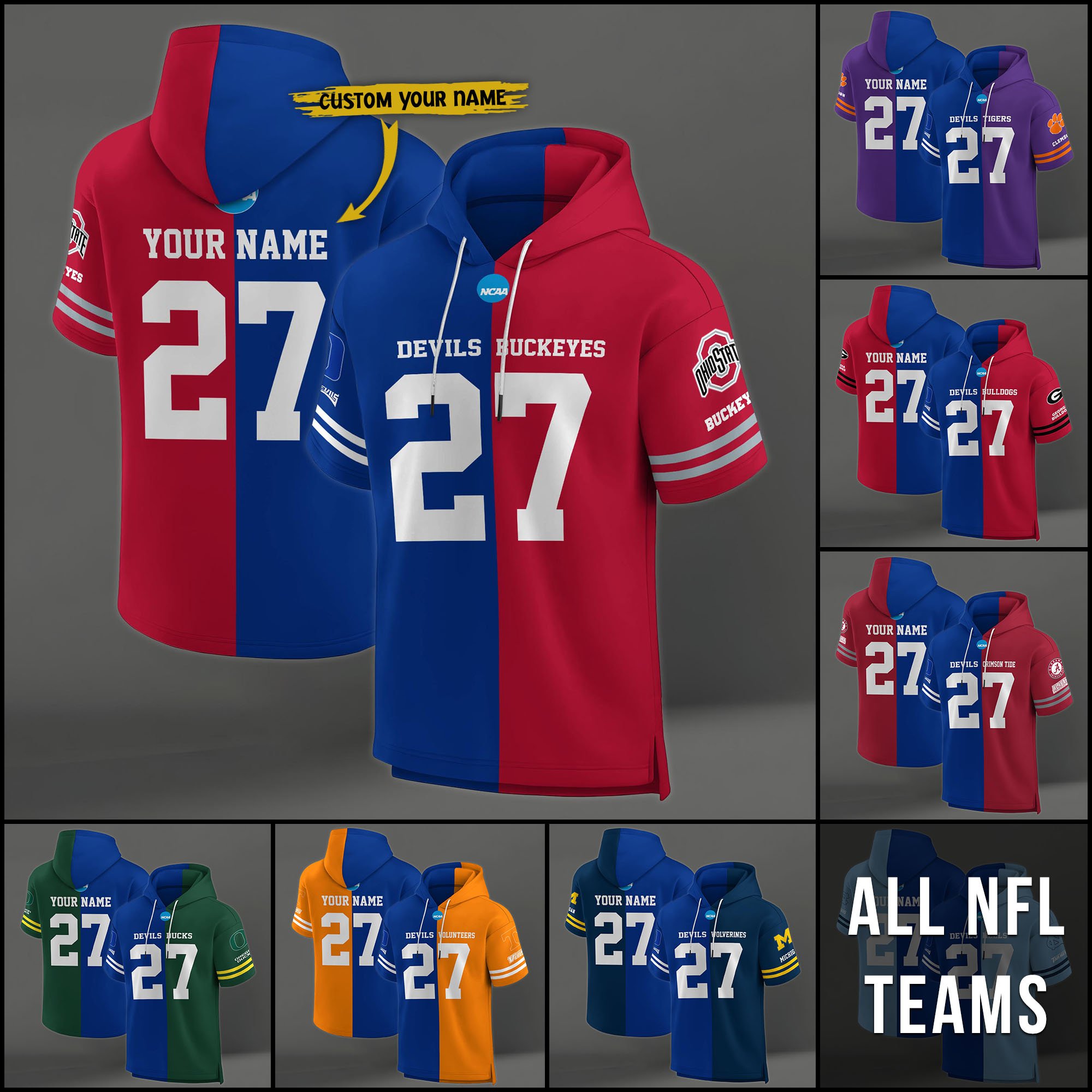 Duke Blue Devils House Divided Hoodie Custom Name, Number And Team, Hoodie For Football Fans EHIVM-04151852