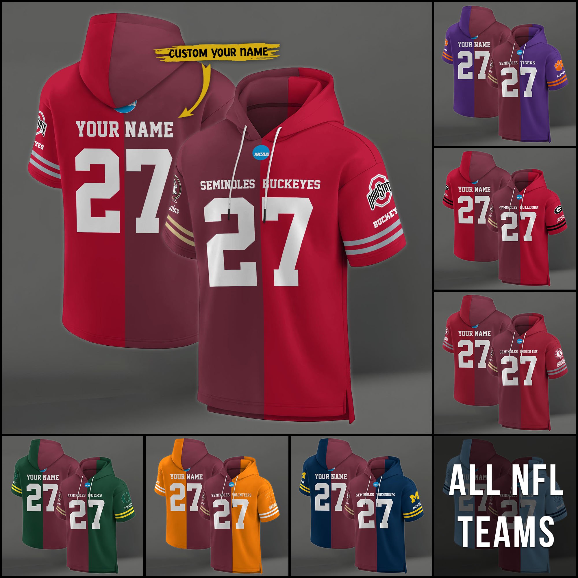 Florida State Seminoles House Divided Hoodie Custom Name, Number And Team, Hoodie For Football Fans EHIVM-04151852