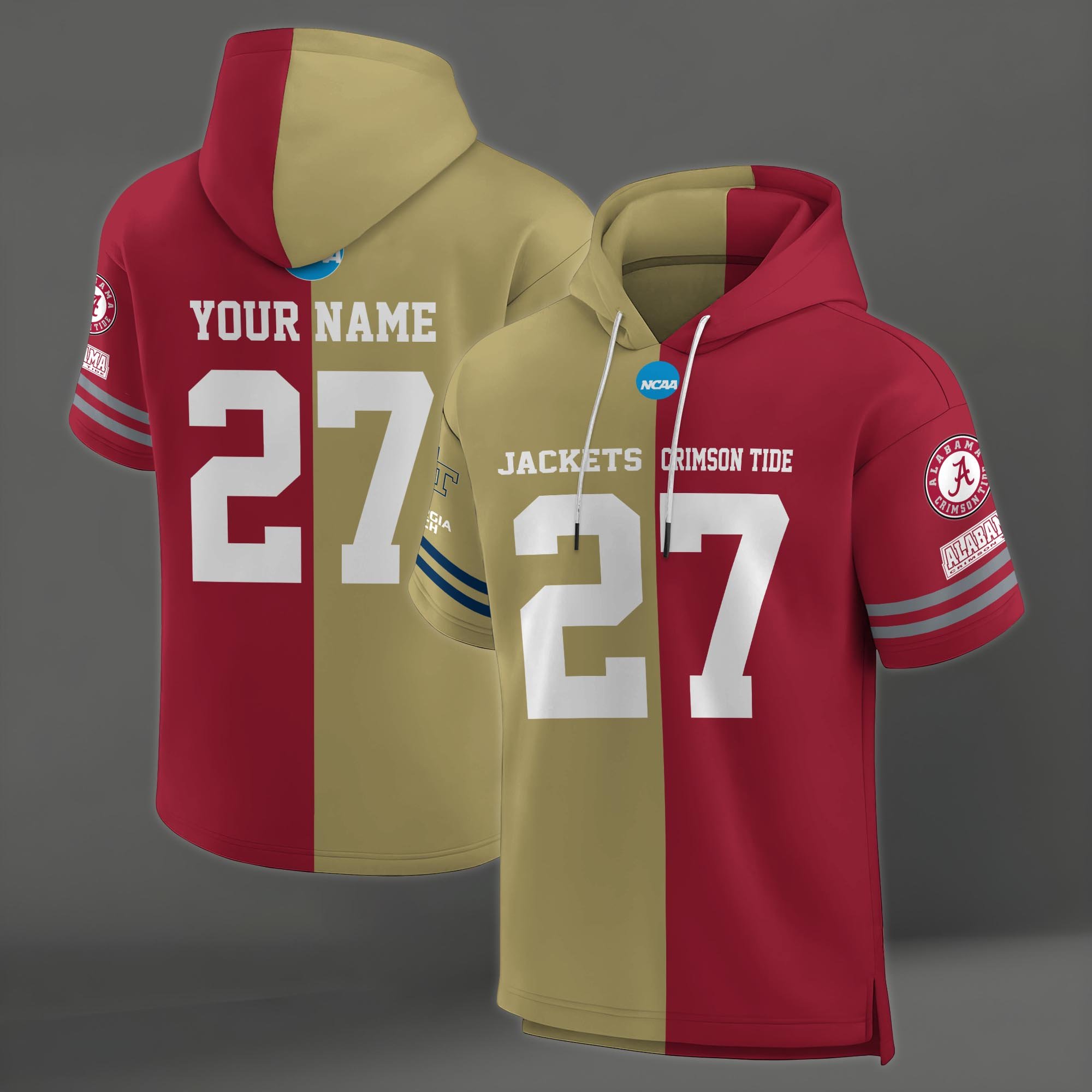 Alternative view of Georgia Tech Yellow Jackets House Divided Hoodie Custom Name, Number And Team, Hoodie For Football Fans EHIVM-04151852
