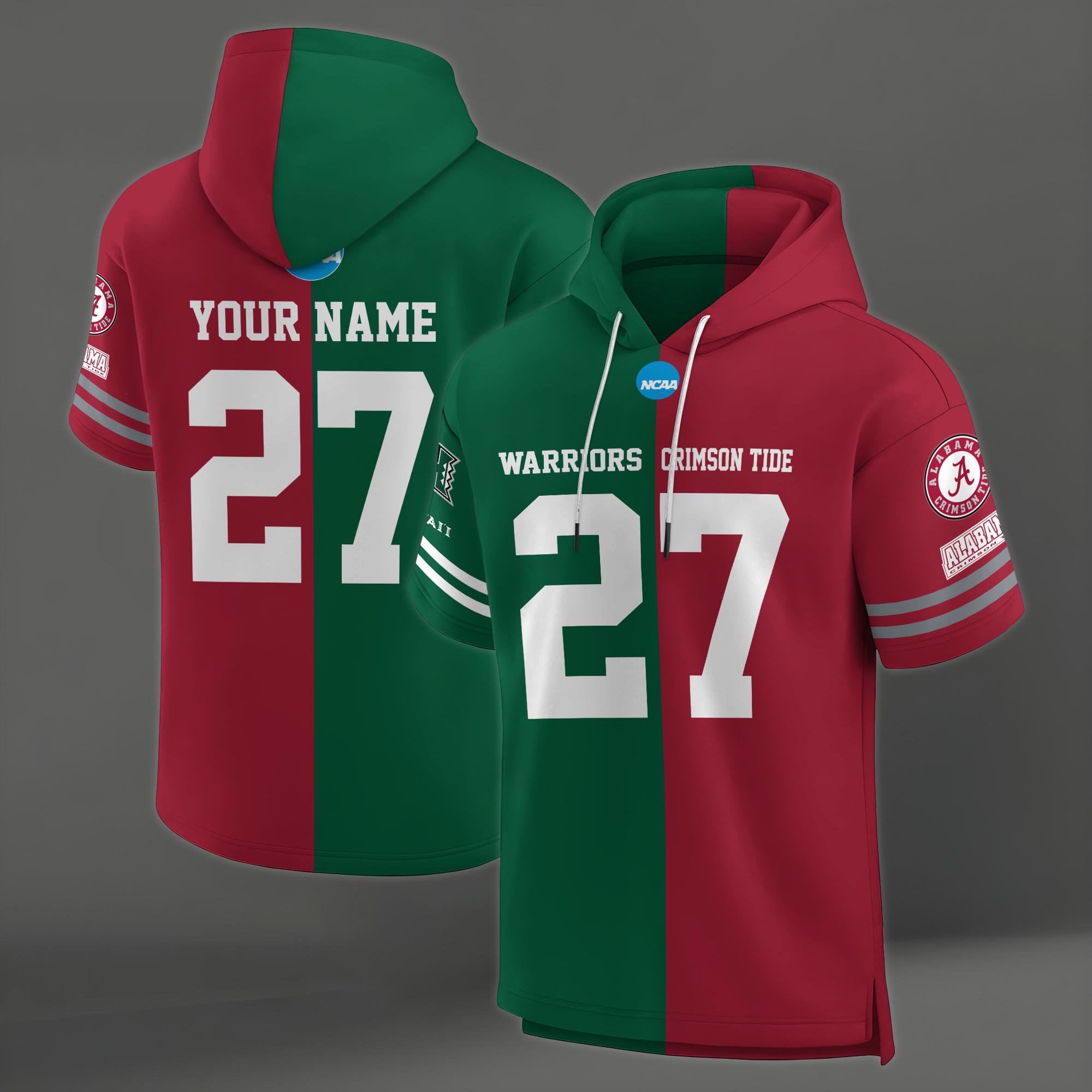 Alternative view of Hawaii Rainbow Warriors House Divided Hoodie Custom Name, Number And Team, Hoodie For Football Fans EHIVM-04151852