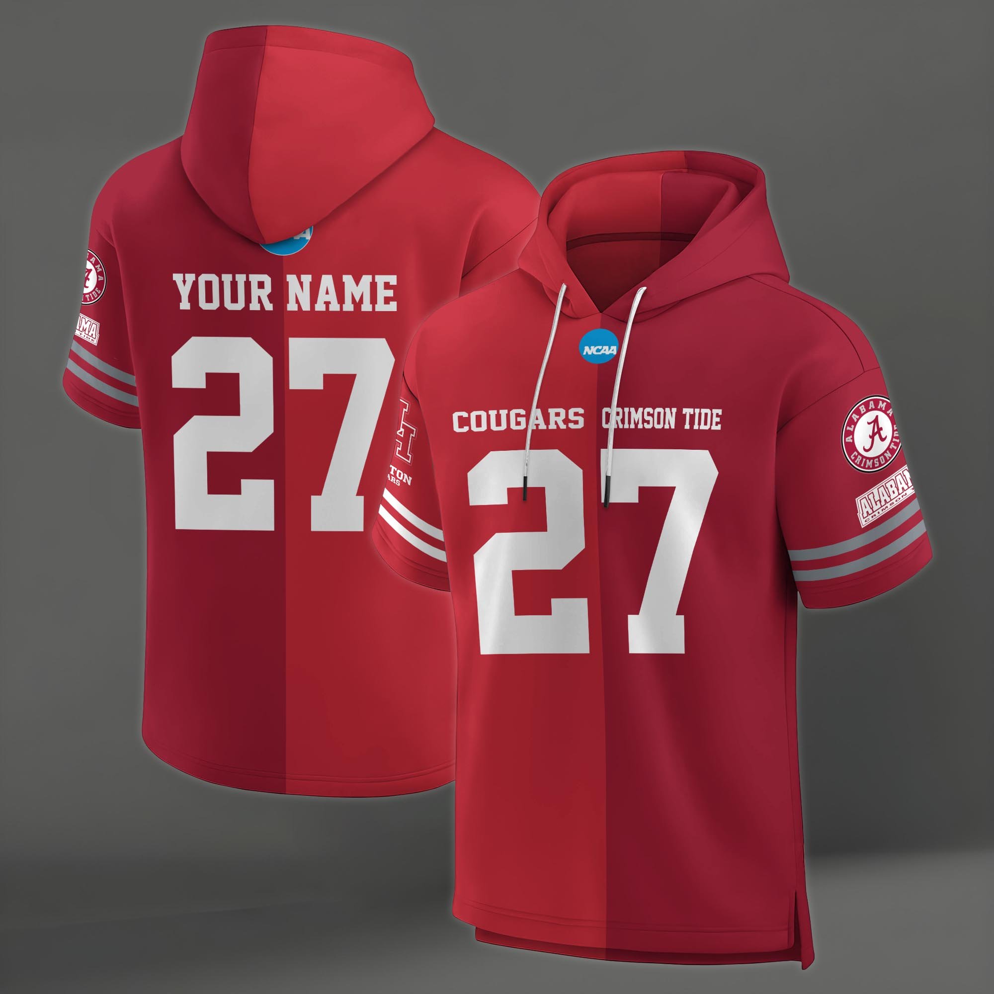 Alternative view of Houston Cougars House Divided Hoodie Custom Name, Number And Team, Hoodie For Football Fans EHIVM-04151852