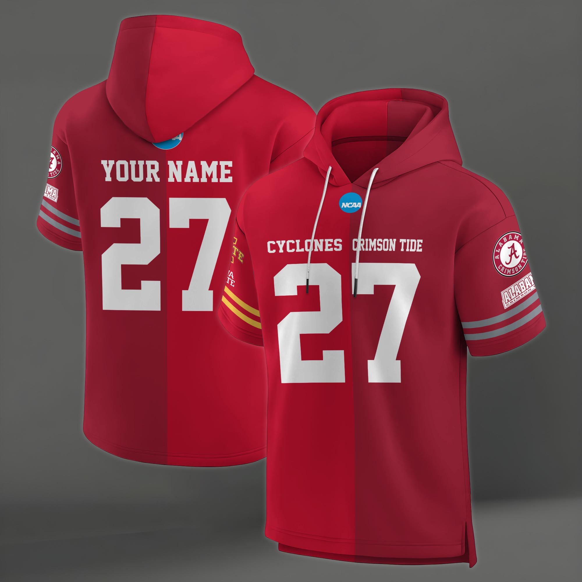 Alternative view of Iowa State Cyclones House Divided Hoodie Custom Name, Number And Team, Hoodie For Football Fans EHIVM-04151852
