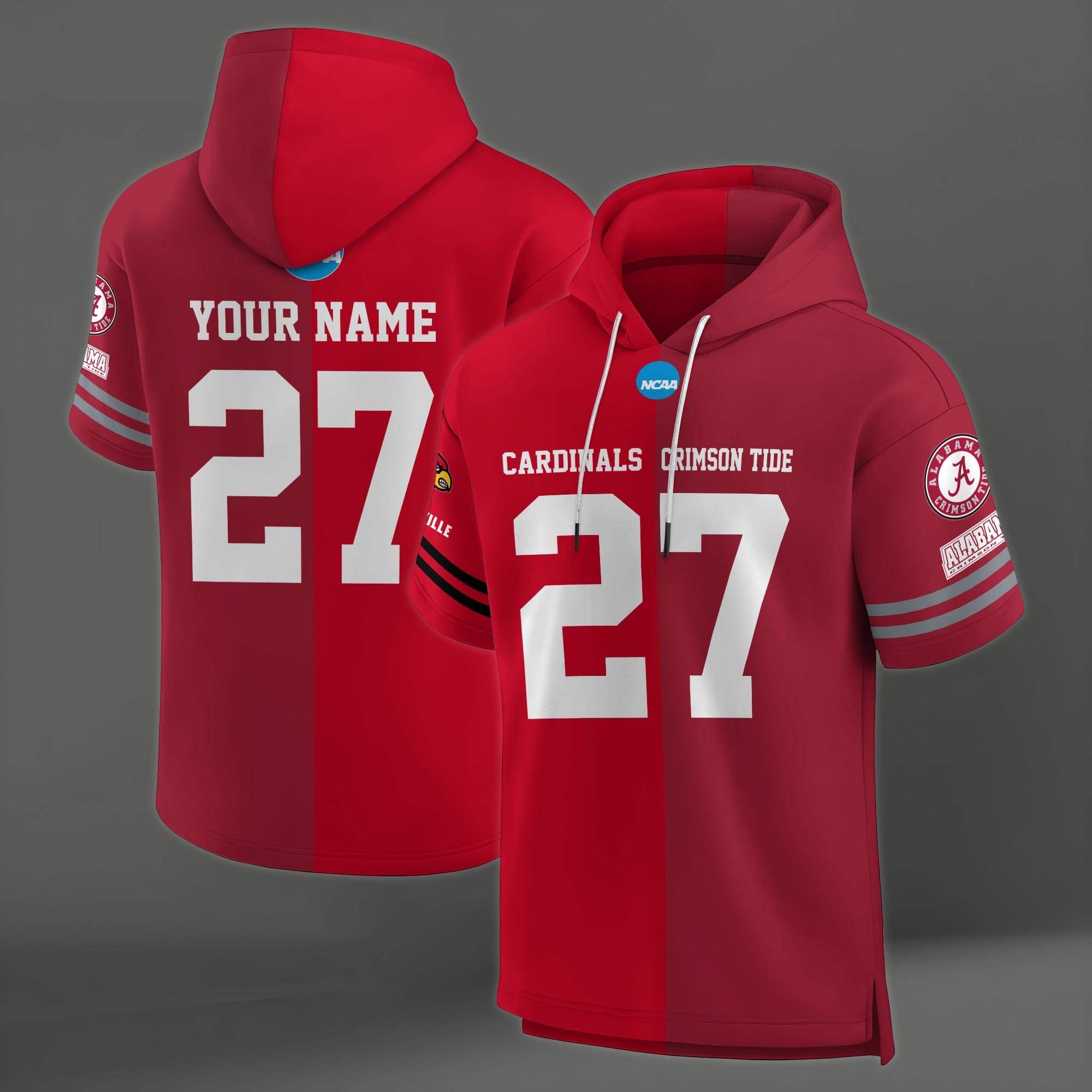 Alternative view of Louisville Cardinals House Divided Hoodie Custom Name, Number And Team, Hoodie For Football Fans EHIVM-04151852