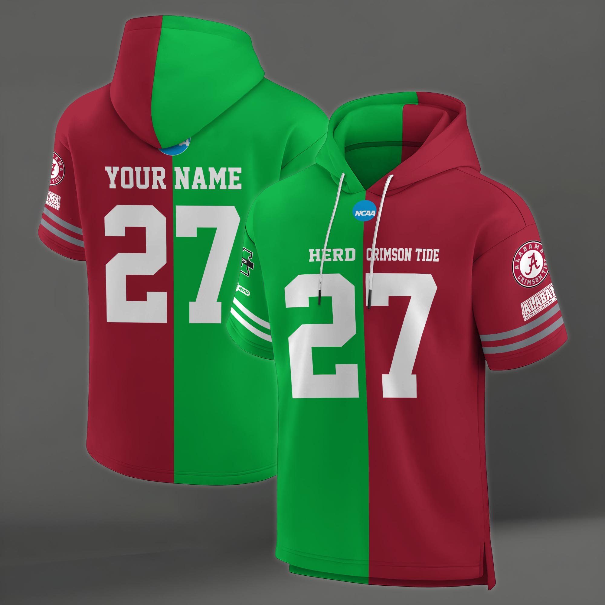 Alternative view of Marshall Thundering Herd House Divided Hoodie Custom Name, Number And Team, Hoodie For Football Fans EHIVM-04151852