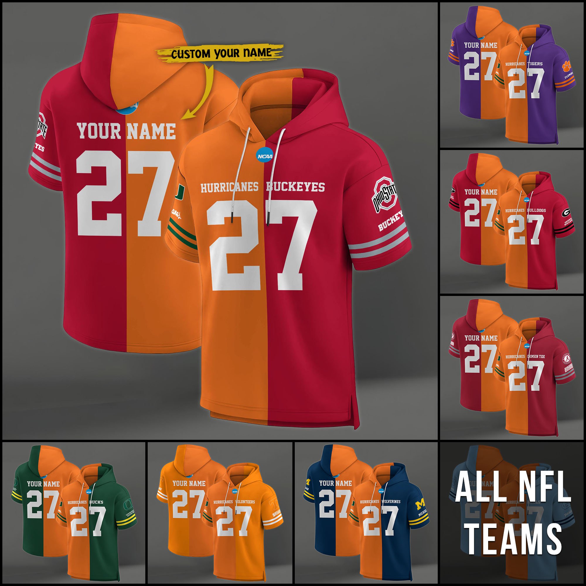 Miami Hurricanes House Divided Hoodie Custom Name, Number And Team, Hoodie For Football Fans EHIVM-04151852