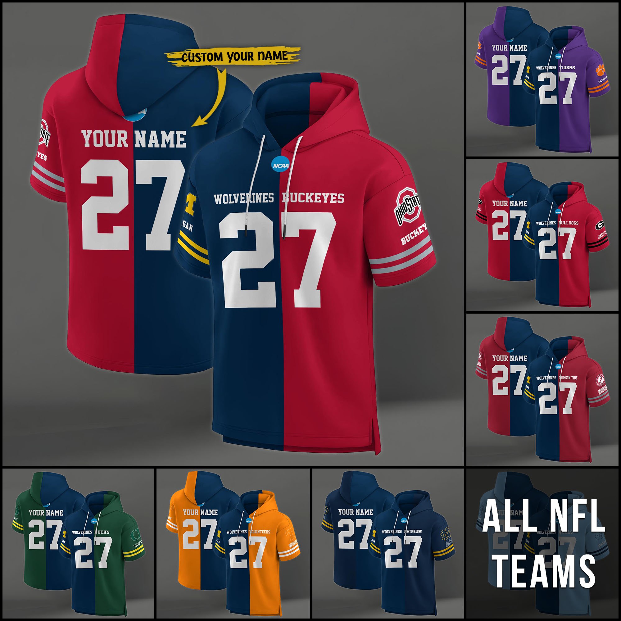 Michigan Wolverines House Divided Hoodie Custom Name, Number And Team, Hoodie For Football Fans EHIVM-04151852