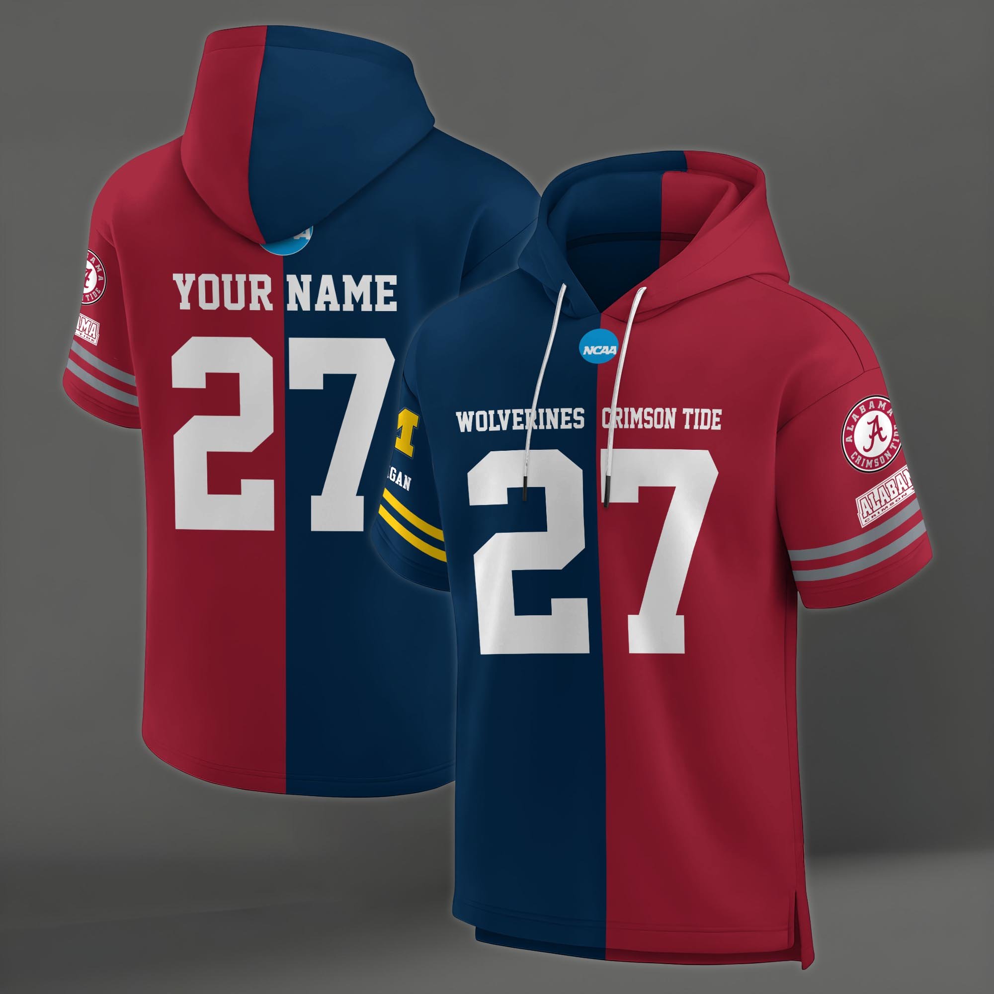 Alternative view of Michigan Wolverines House Divided Hoodie Custom Name, Number And Team, Hoodie For Football Fans EHIVM-04151852