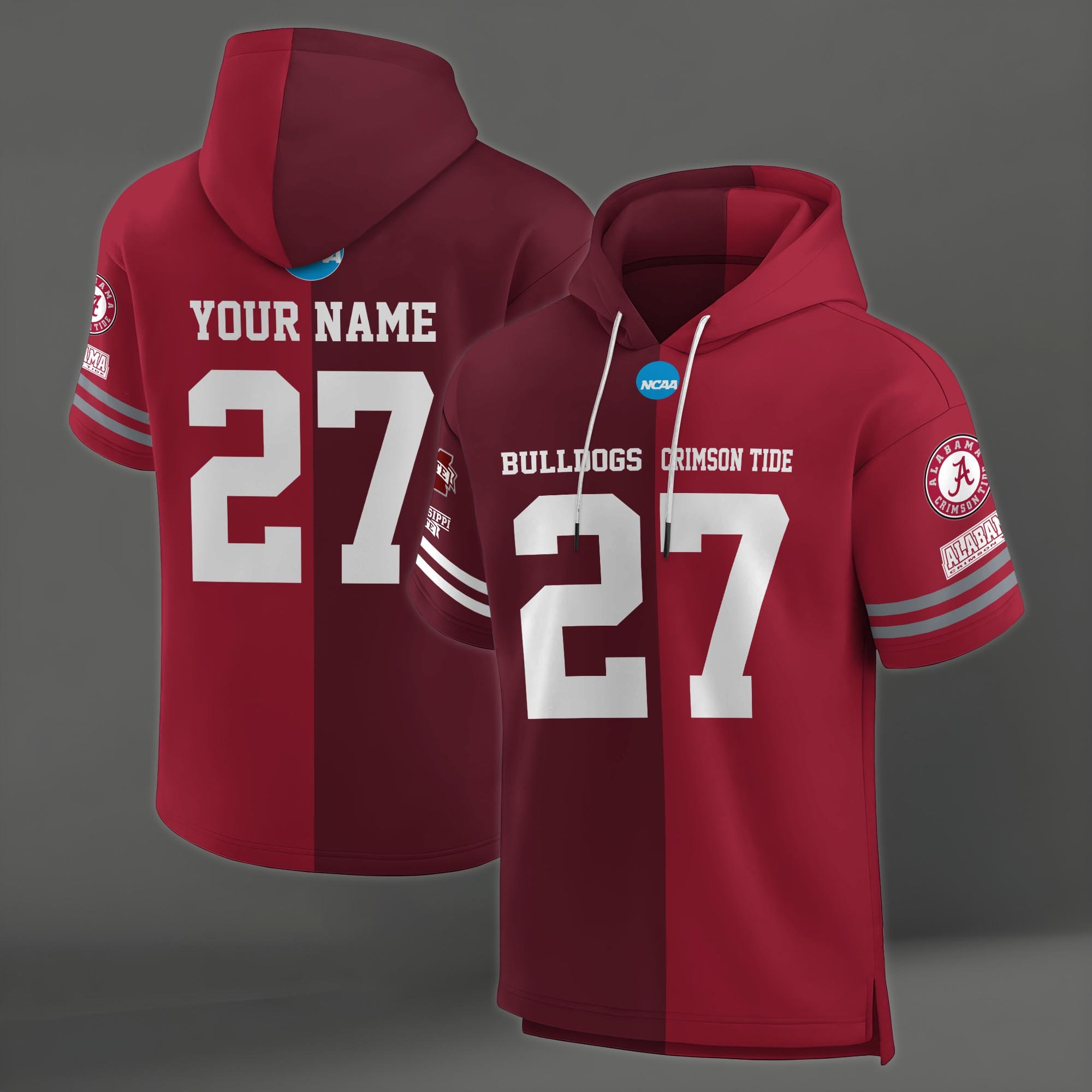 Alternative view of Mississippi State Bulldogs House Divided Hoodie Custom Name, Number And Team, Hoodie For Football Fans EHIVM-04151852