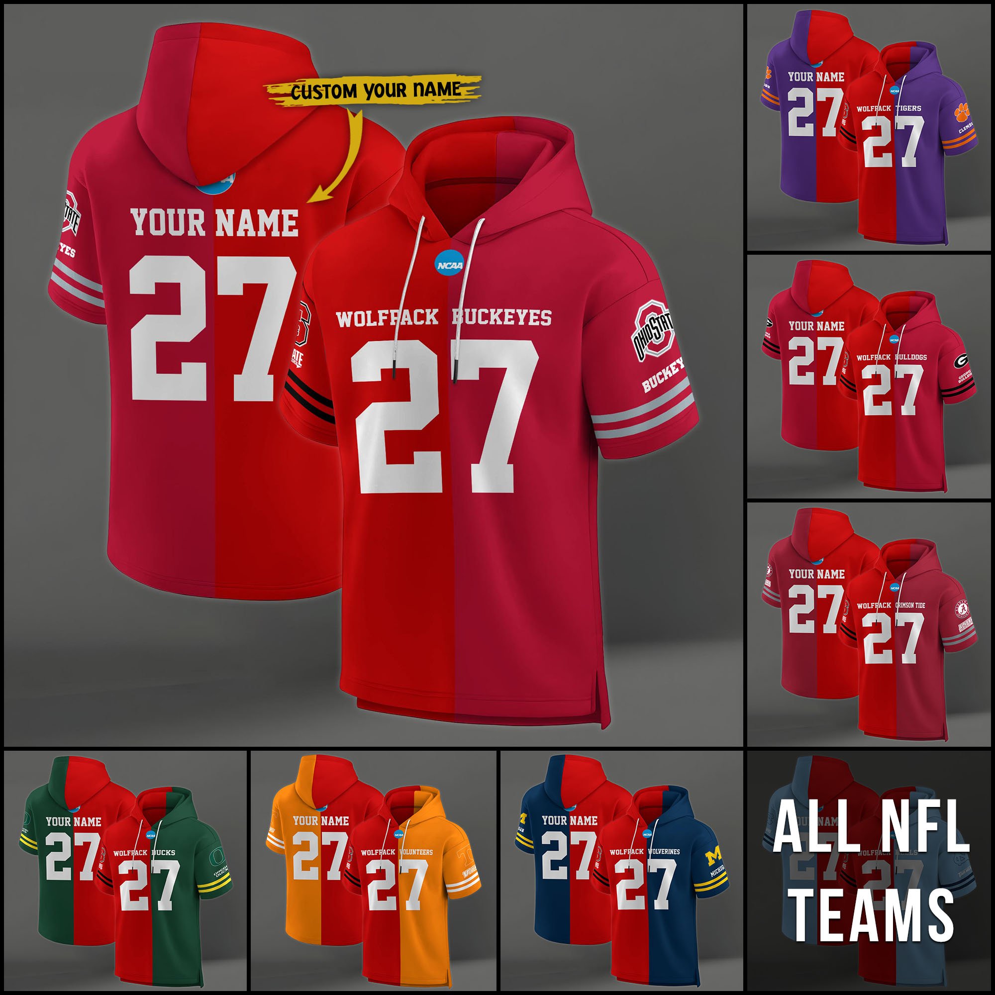 NC State Wolfpack House Divided Hoodie Custom Name, Number And Team, Hoodie For Football Fans EHIVM-04151852
