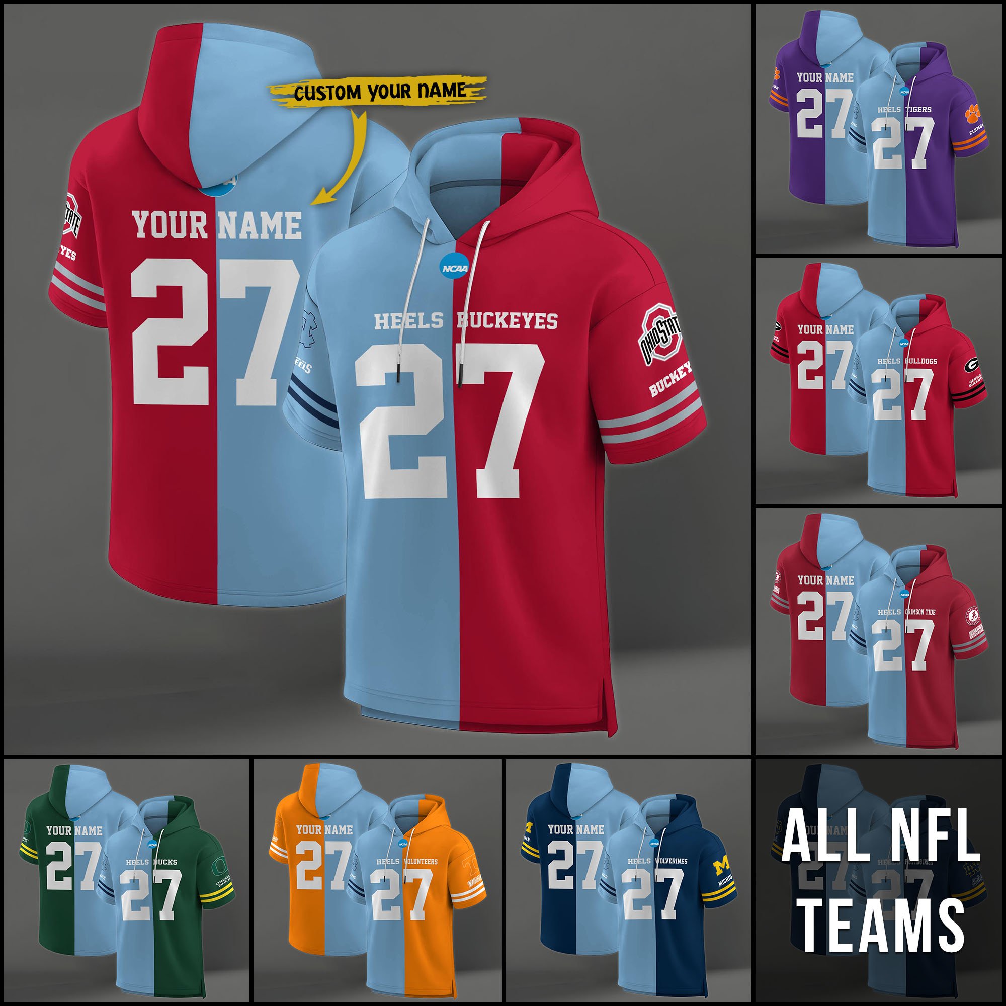 North Carolina Tar Heels House Divided Hoodie Custom Name, Number And Team, Hoodie For Football Fans EHIVM-04151852