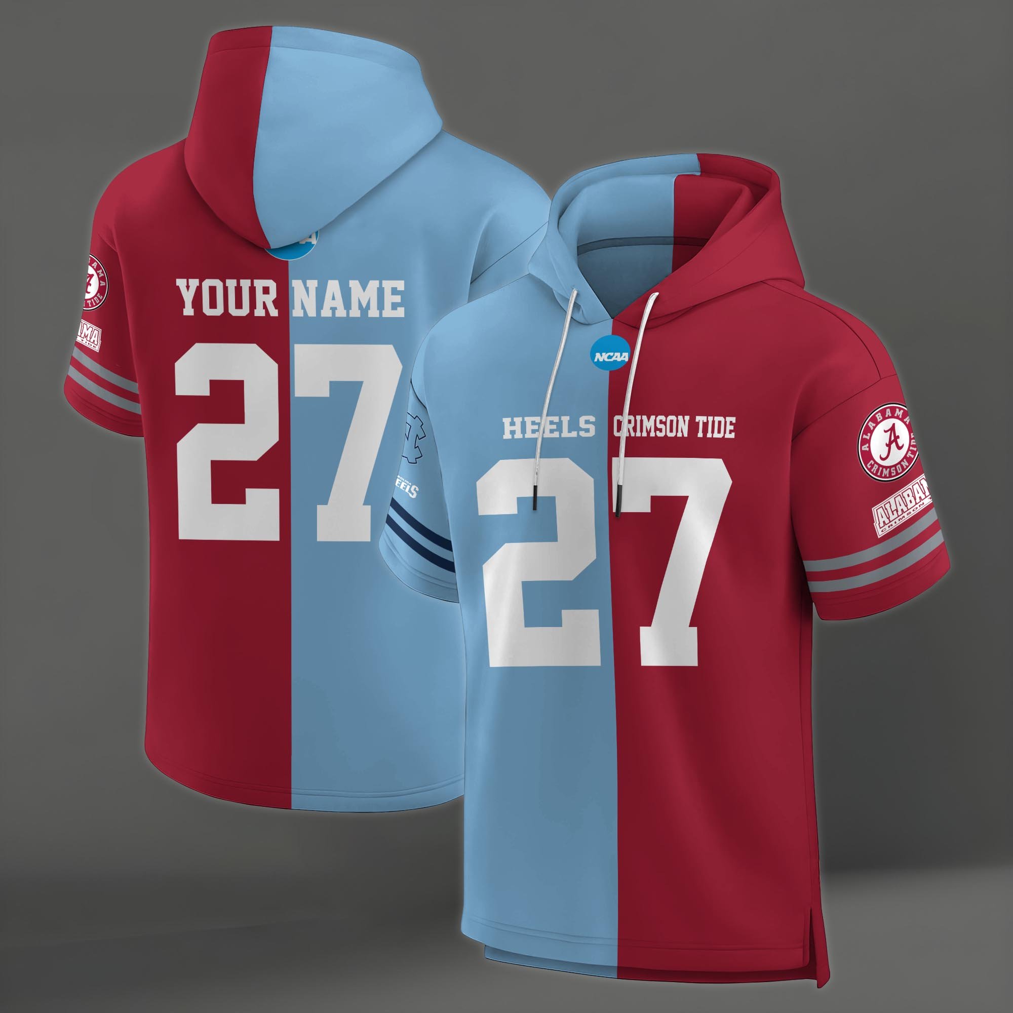 Alternative view of North Carolina Tar Heels House Divided Hoodie Custom Name, Number And Team, Hoodie For Football Fans EHIVM-04151852