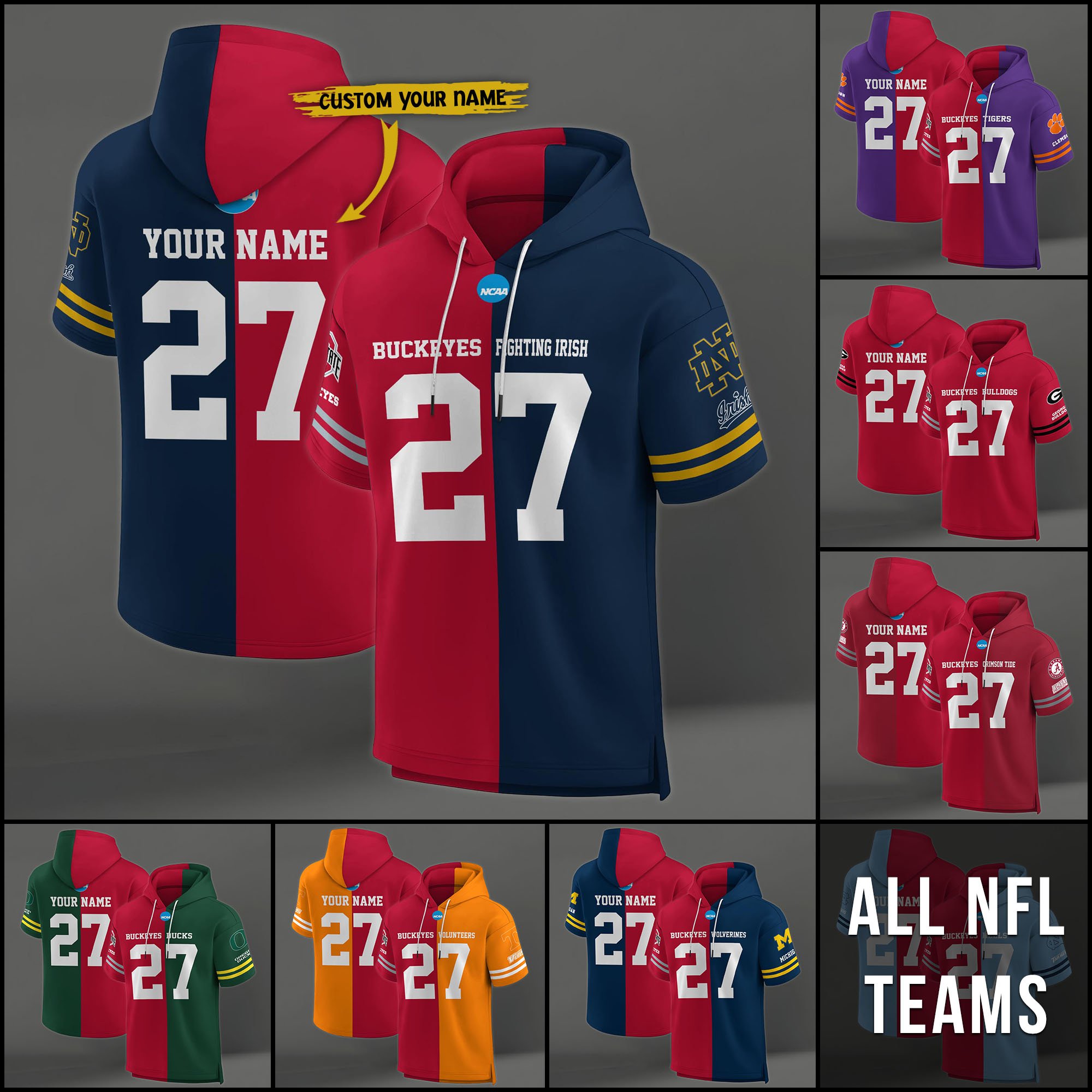 Ohio State Buckeyes House Divided Hoodie Custom Name, Number And Team, Hoodie For Football Fans EHIVM-04151852