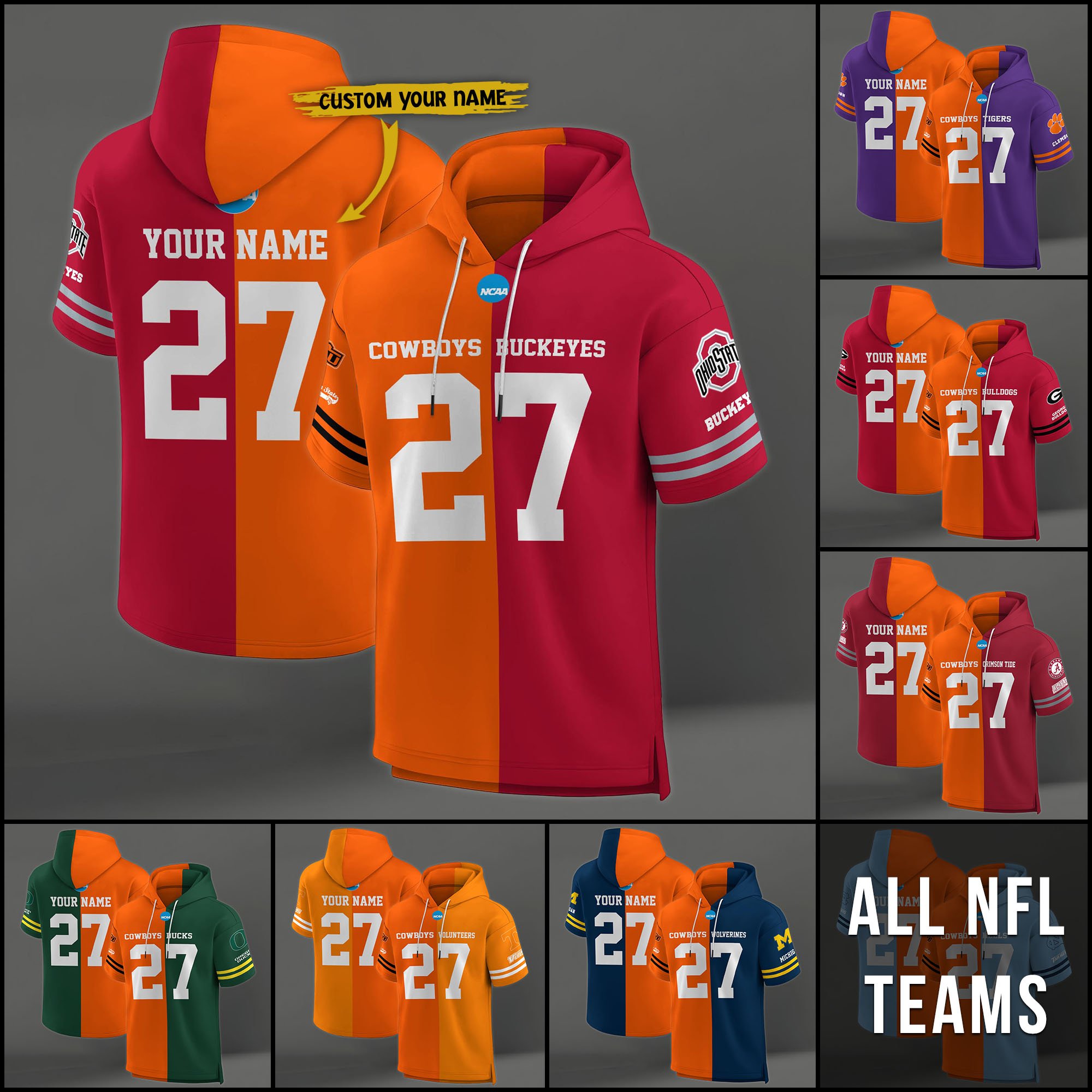 Oklahoma State Cowboys House Divided Hoodie Custom Name, Number And Team, Hoodie For Football Fans EHIVM-04151852