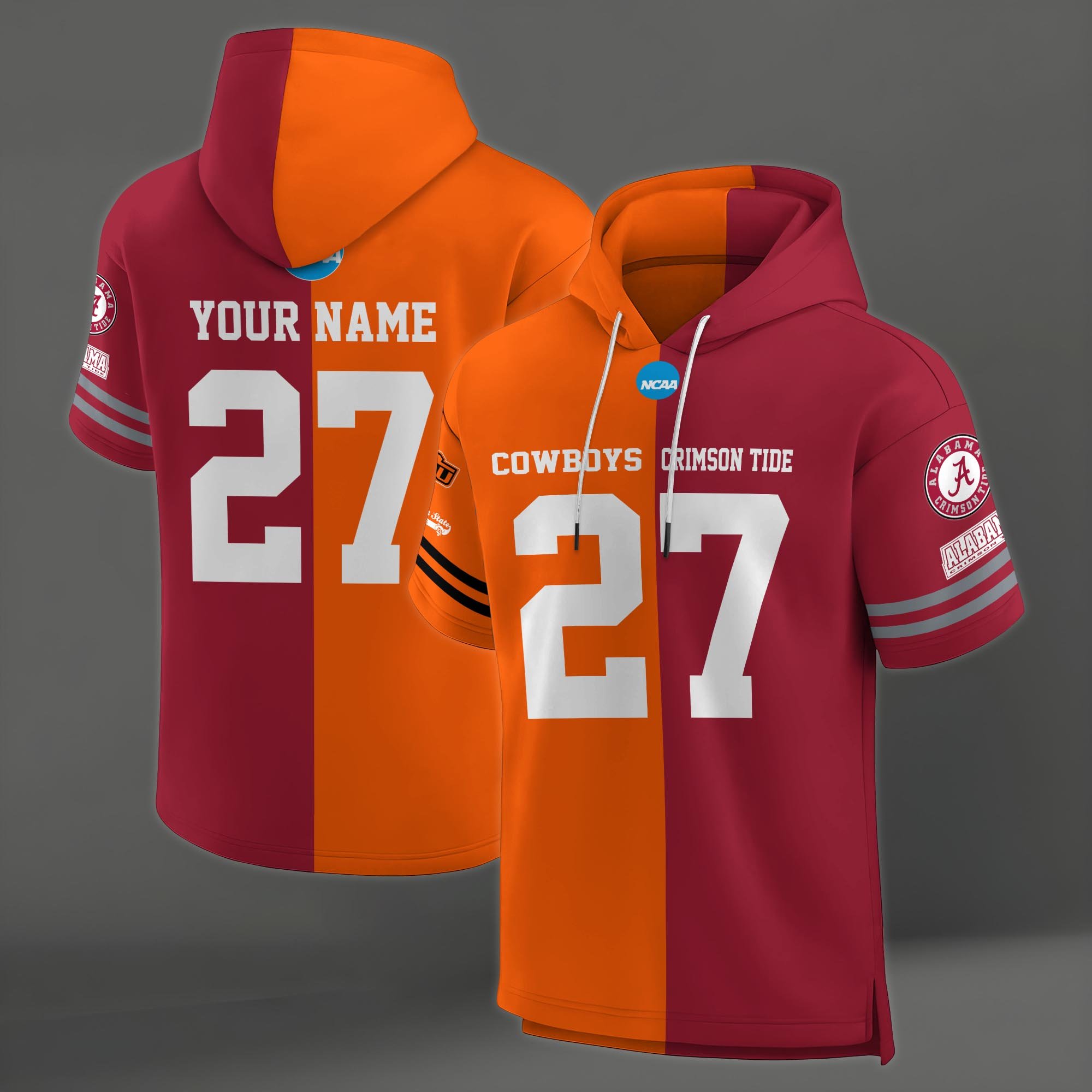 Alternative view of Oklahoma State Cowboys House Divided Hoodie Custom Name, Number And Team, Hoodie For Football Fans EHIVM-04151852