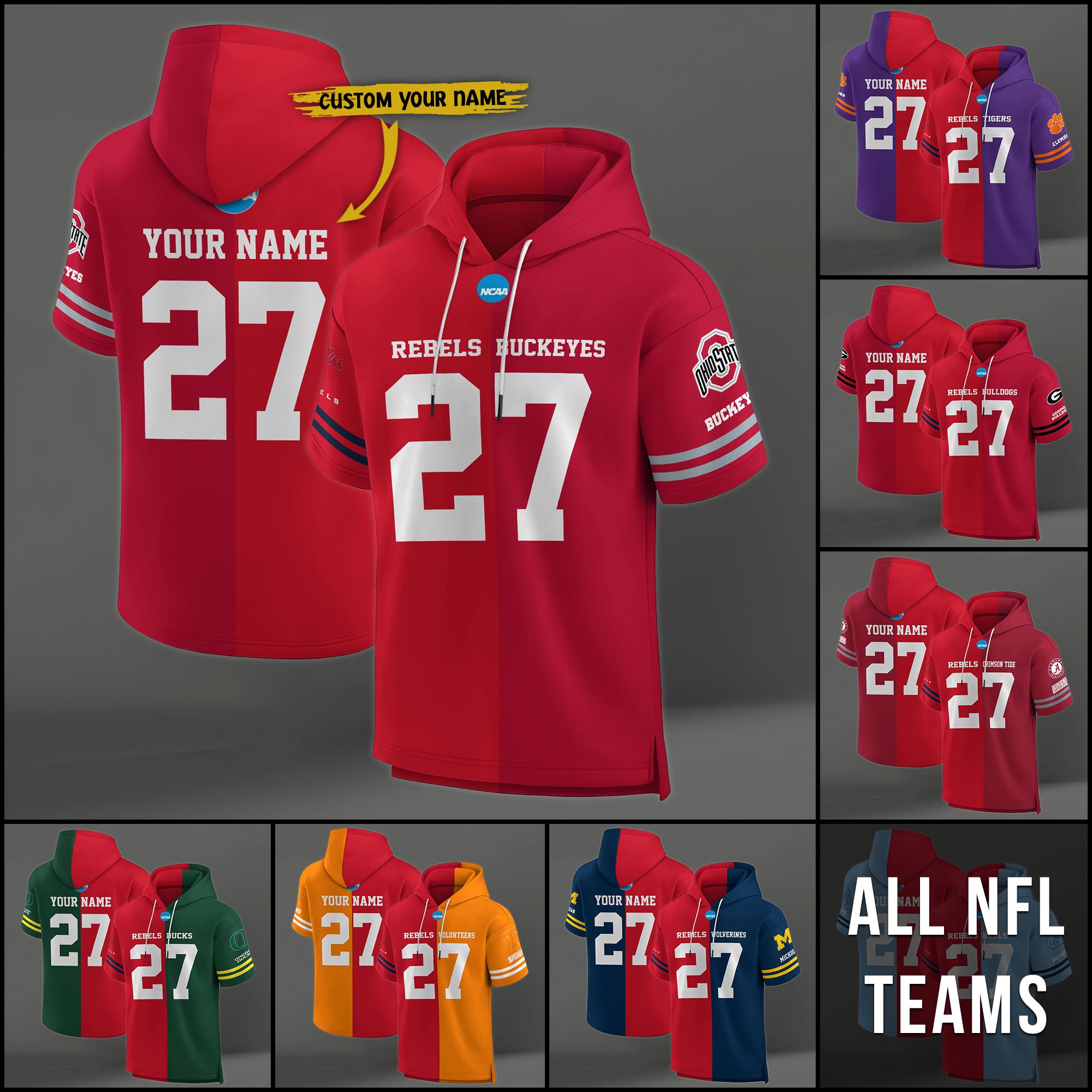 Ole Miss Rebels House Divided Hoodie Custom Name, Number And Team, Hoodie For Football Fans EHIVM-04151852