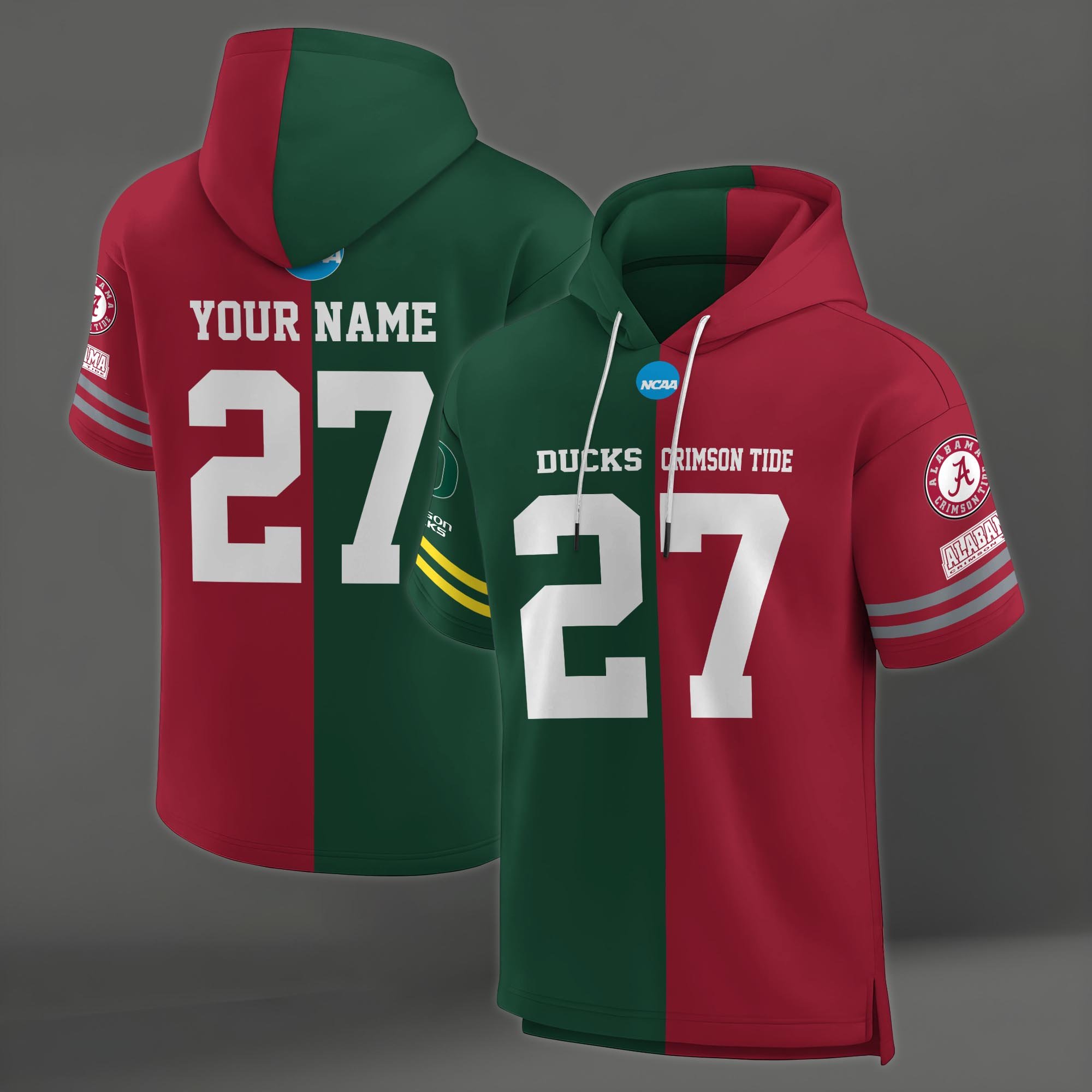 Alternative view of Oregon Ducks House Divided Hoodie Custom Name, Number And Team, Hoodie For Football Fans EHIVM-04151852