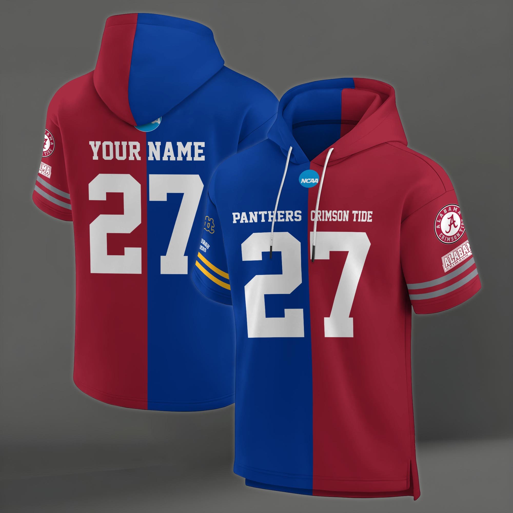 Alternative view of Pittsburgh Panthers House Divided Hoodie Custom Name, Number And Team, Hoodie For Football Fans EHIVM-04151852