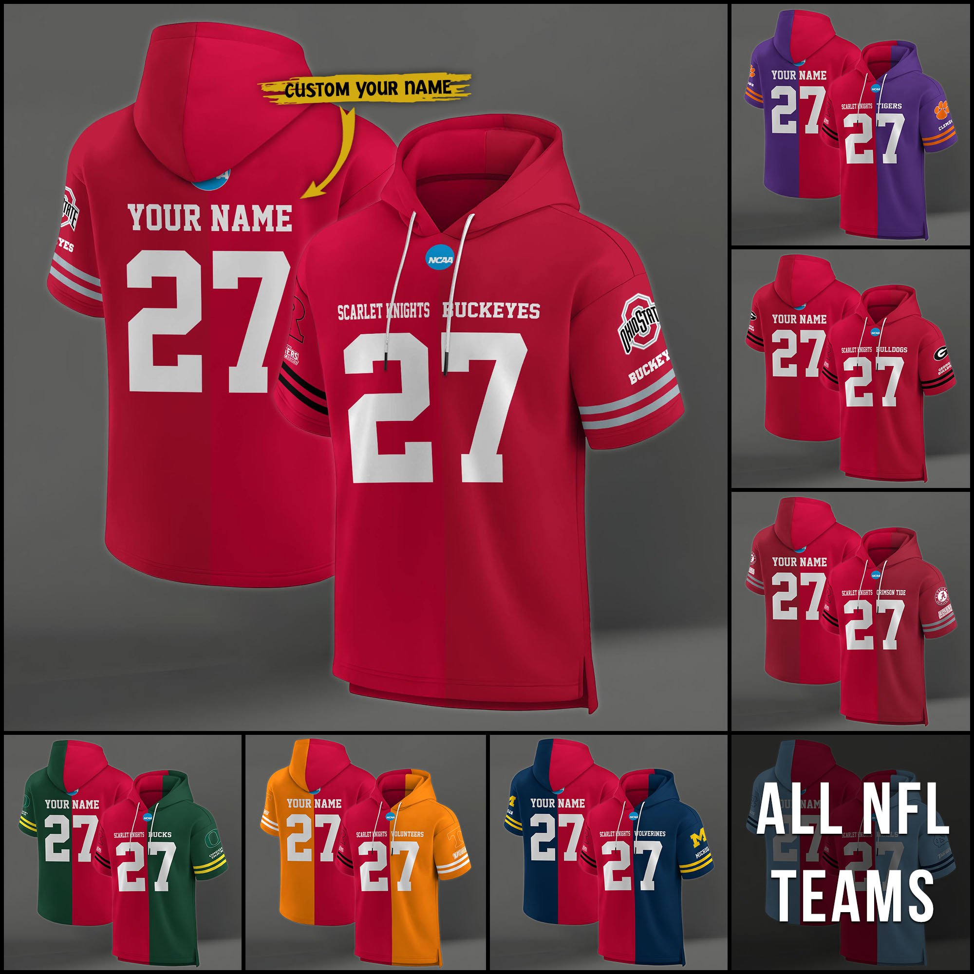 Rutgers Scarlet Knights House Divided Hoodie Custom Name, Number And Team, Hoodie For Football Fans EHIVM-04151852