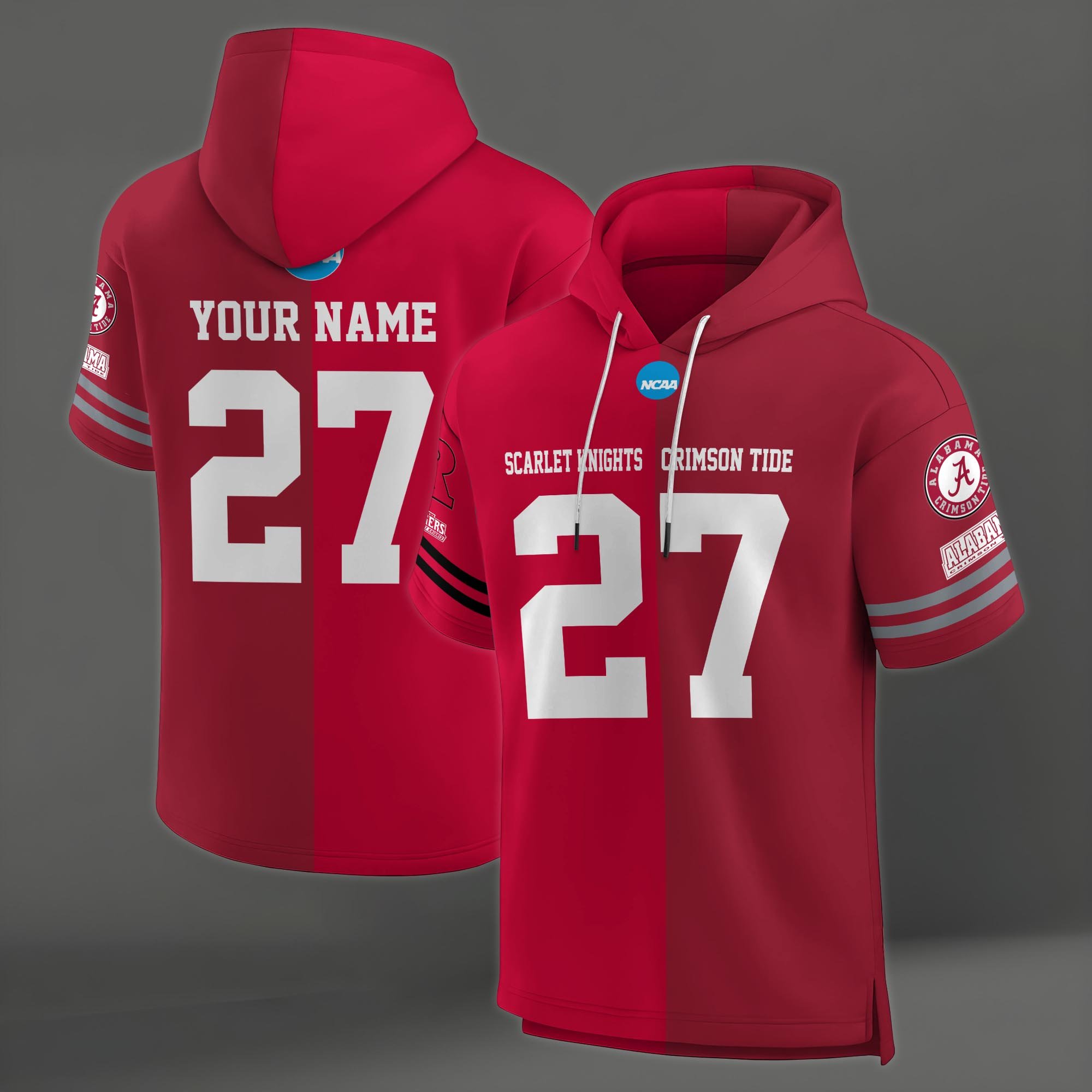 Alternative view of Rutgers Scarlet Knights House Divided Hoodie Custom Name, Number And Team, Hoodie For Football Fans EHIVM-04151852