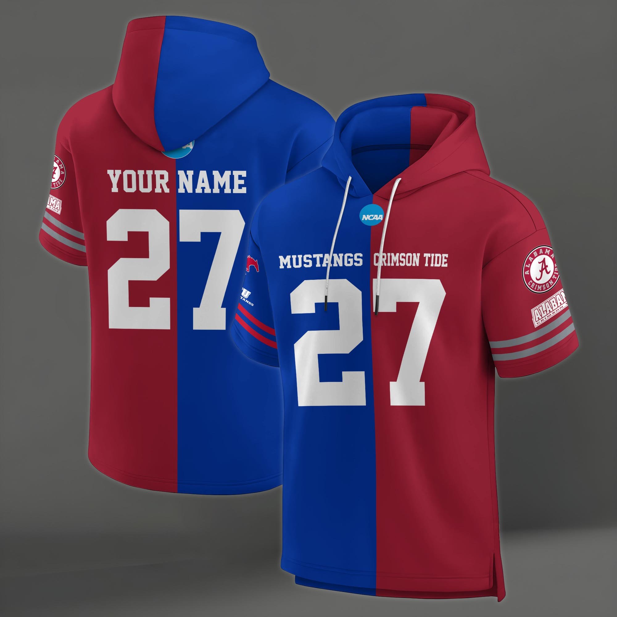 Alternative view of SMU Mustangs House Divided Hoodie Custom Name, Number And Team, Hoodie For Football Fans EHIVM-04151852