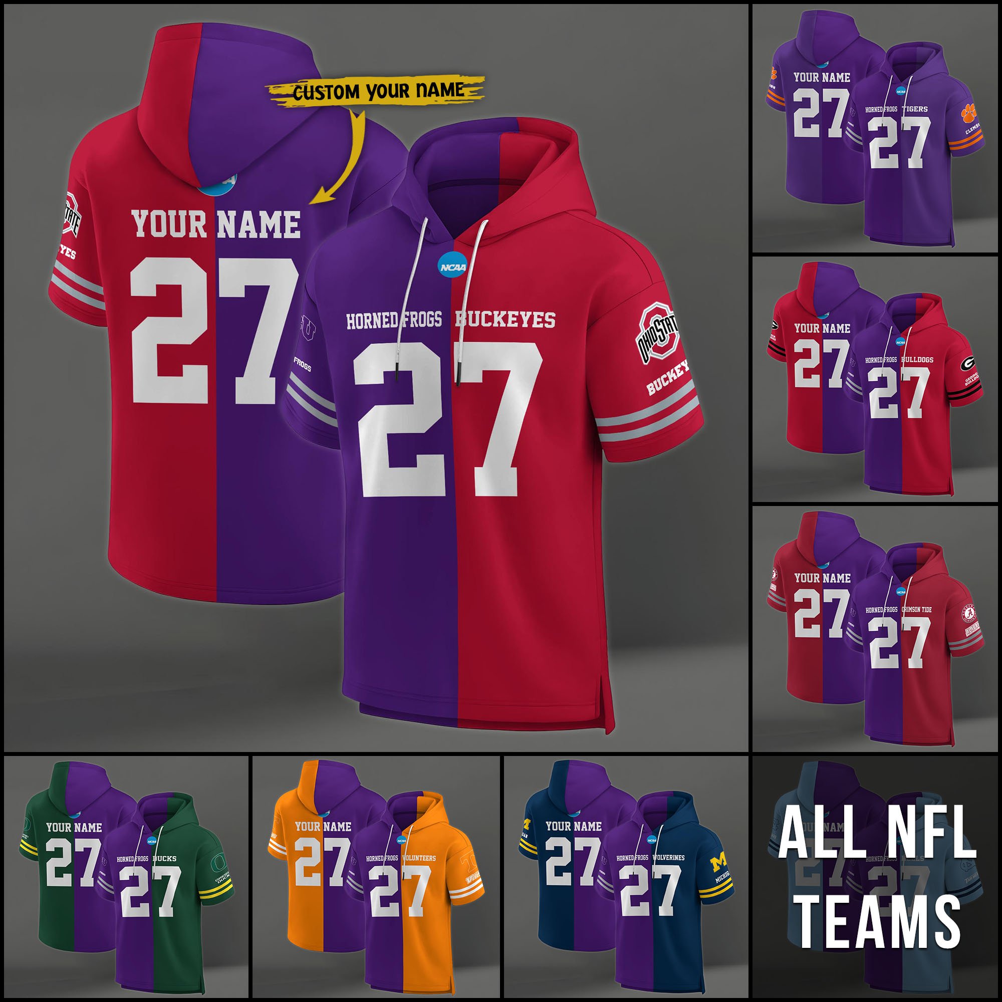TCU Horned Frogs House Divided Hoodie Custom Name, Number And Team, Hoodie For Football Fans EHIVM-04151852